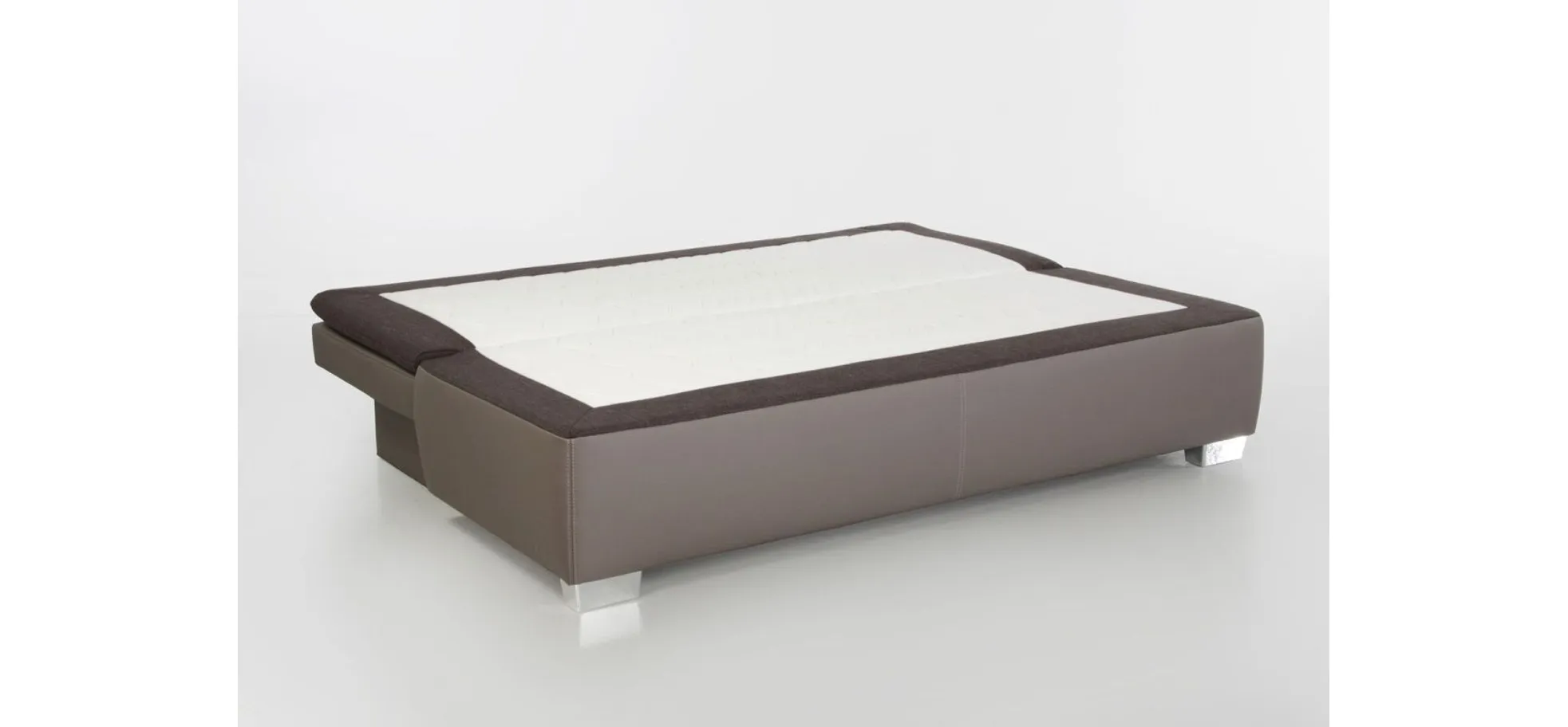 Schlafsofa - 2-Sitzer inkl. Schlaffunktion mit Bettkasten, 2 Rückenkissen, 2 Armlehnkissen, Stoff Braun