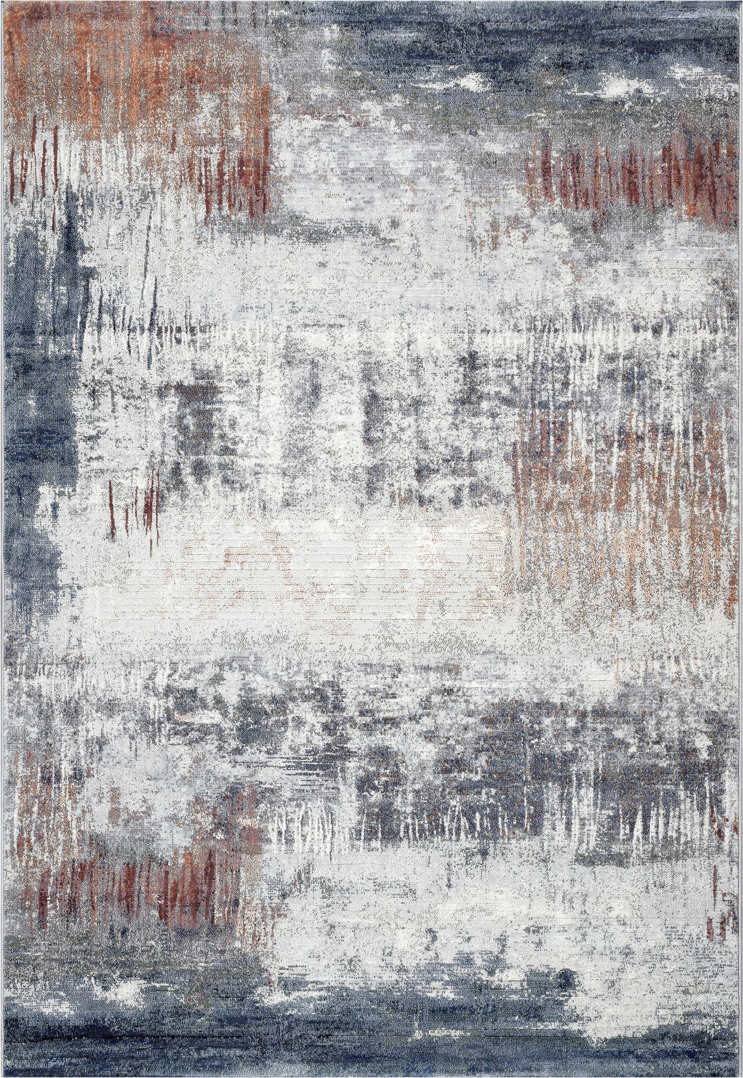 Webteppich, blau-weiß-grau, 133x195 cm - Rargentum