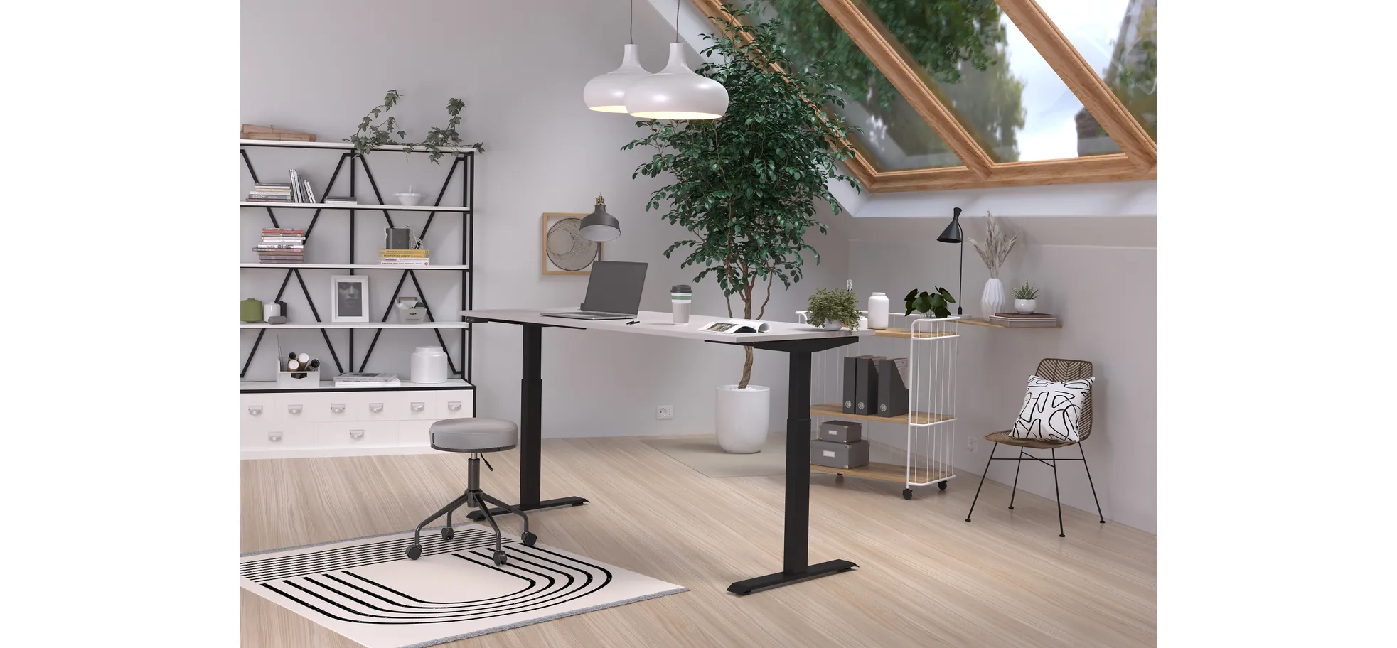Schreibtisch GELI - höhenverstellbar, LB ca. 180x80 cm, Kaschmir, Schwarz