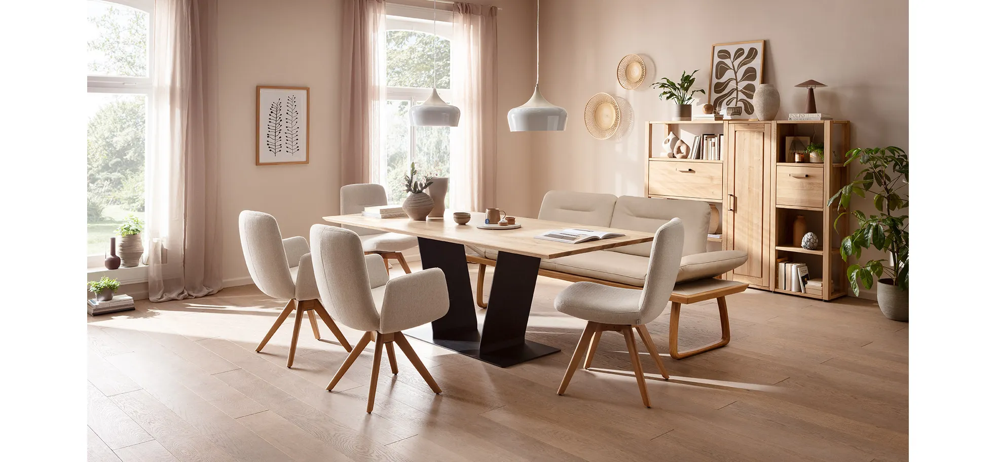 Highboard, Eiche massiv, legno geölt - Elara