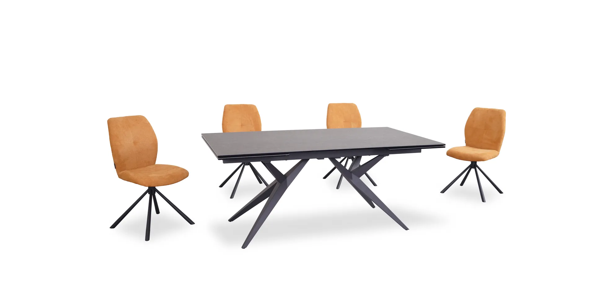 Esstisch, Glaskeramik dunkelgrau, ausziehbar - Michela