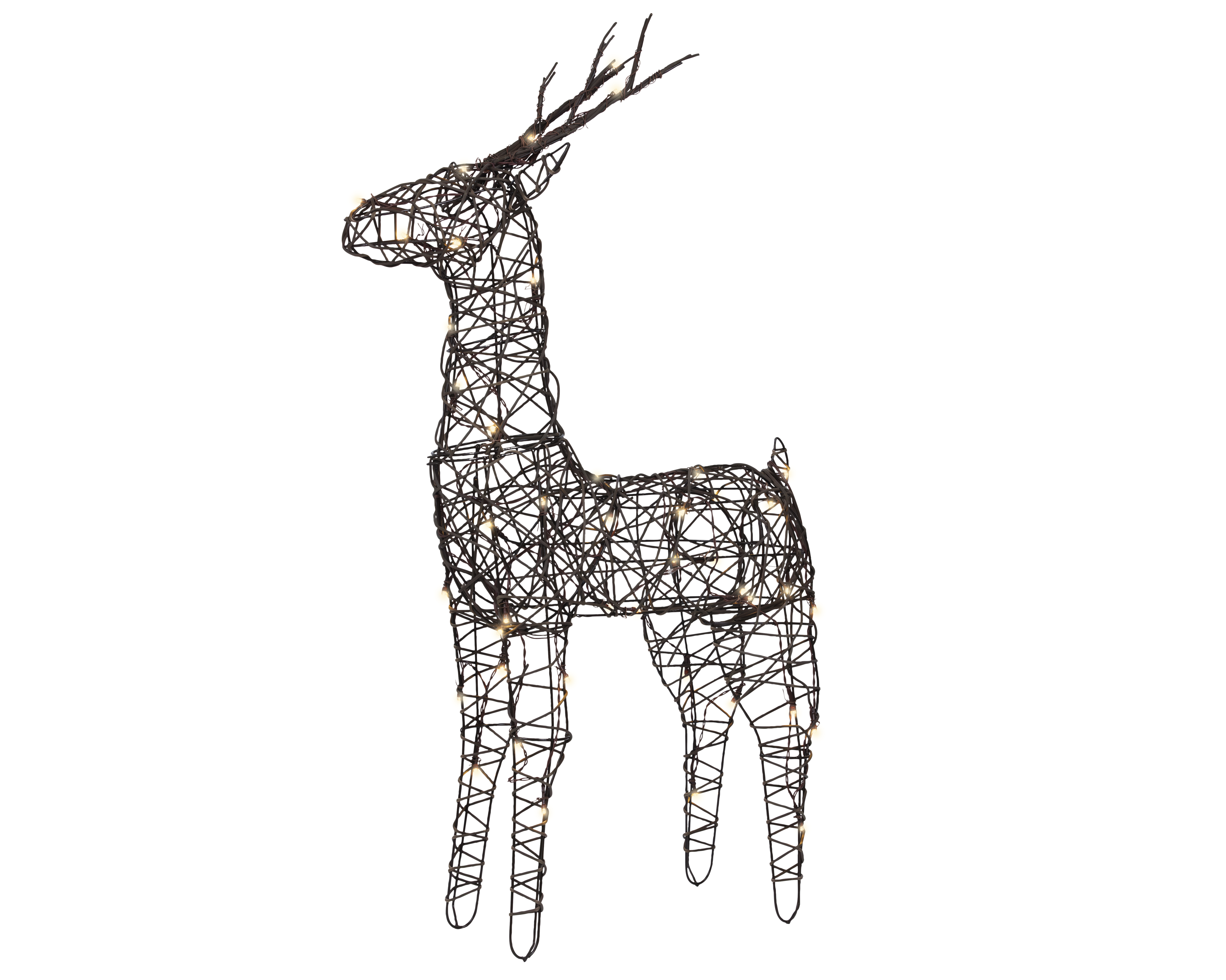 LED Rentier - braun/warmweiss, wicker, L19-W50-H85cm-45L