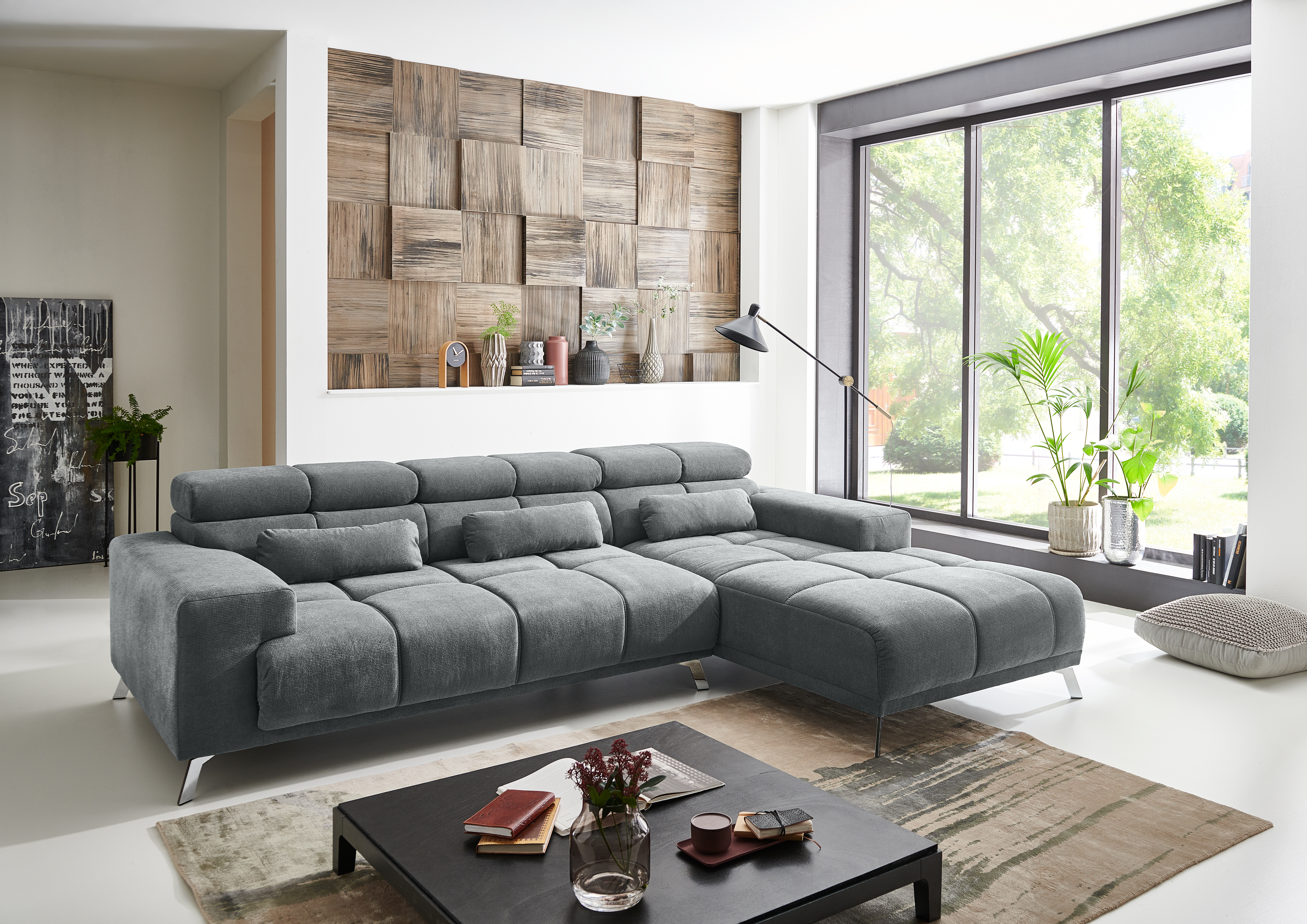 Ecksofa, Stoff dunkelgrau - MyStyle 2157