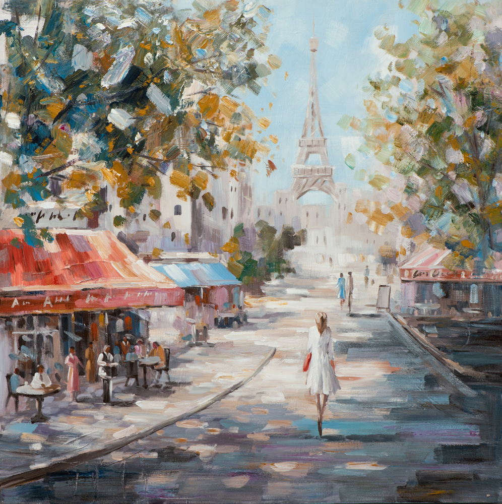 Acrylgemälde Spaziergang in Paris - ca. 100x100cm