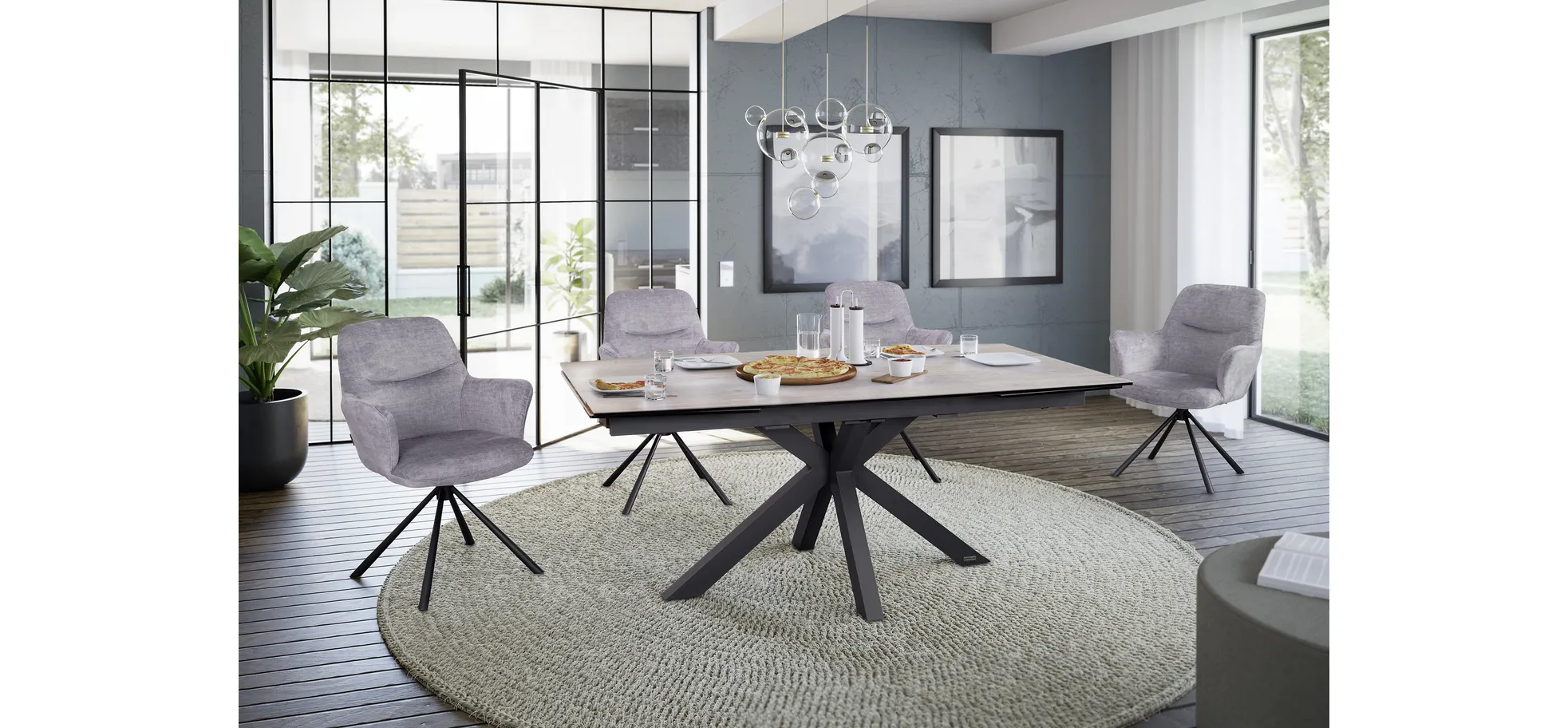 Esstisch, ausziehbar, Glaskeramik hellbraun - Melania