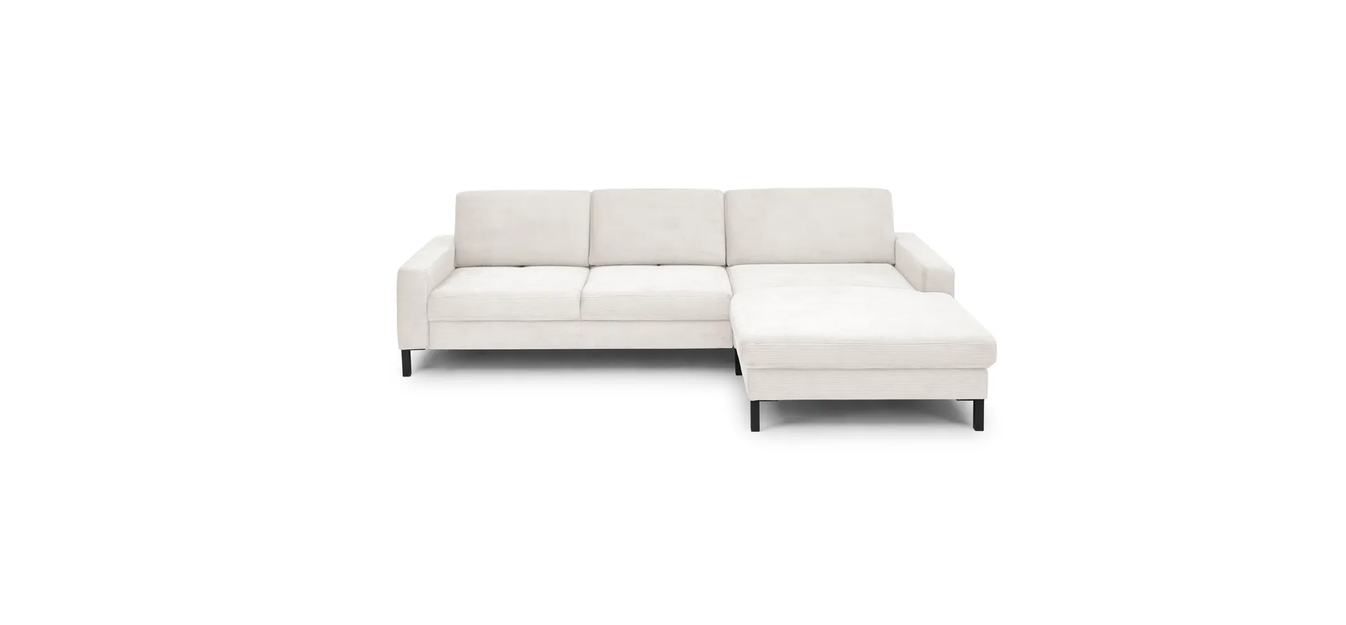  Ecksofa CALM MOVE 2.0 - 2,5-Sitzer mit Longchair rechts, Feincord, Weiß