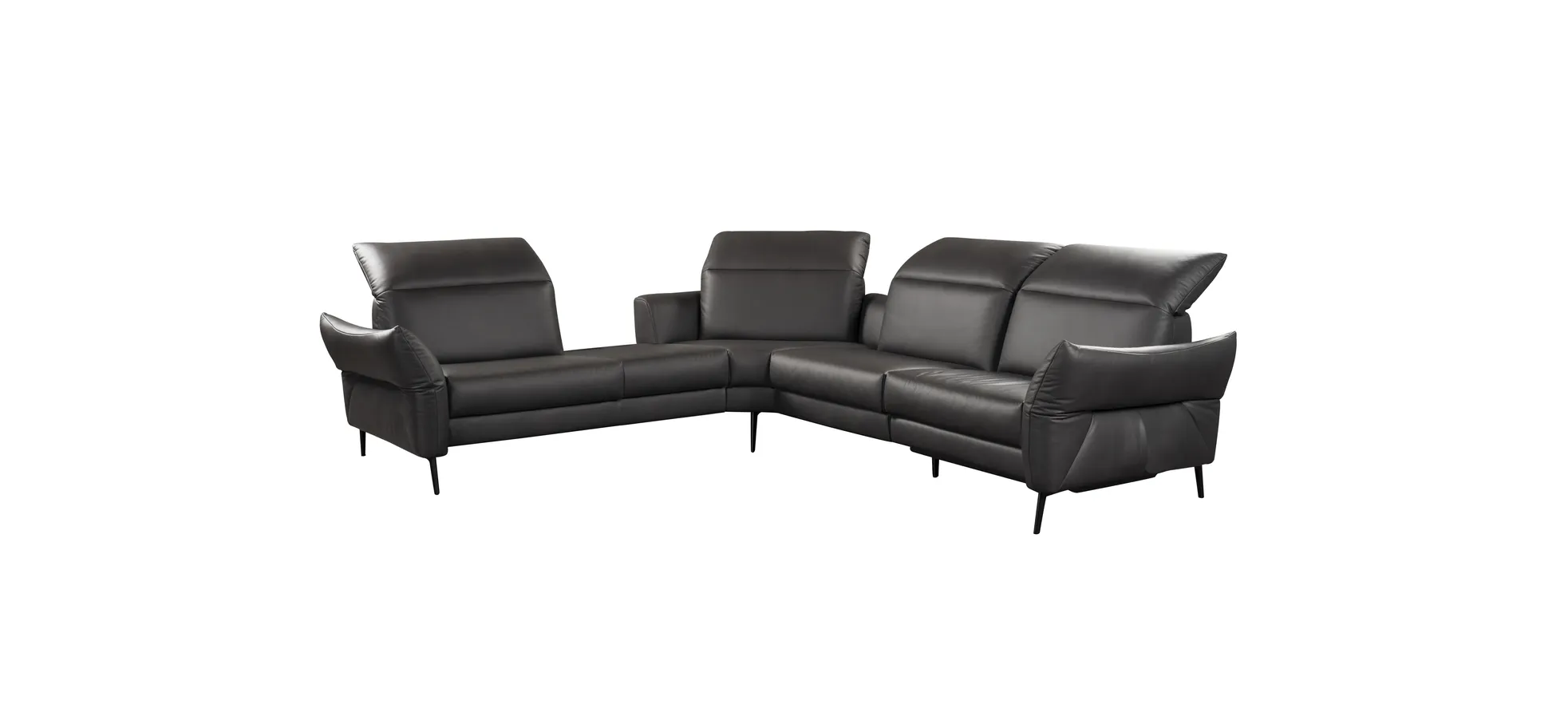 Ecksofa - 1-Sitzer mit Ecke rechts, Leder, Anthrazit