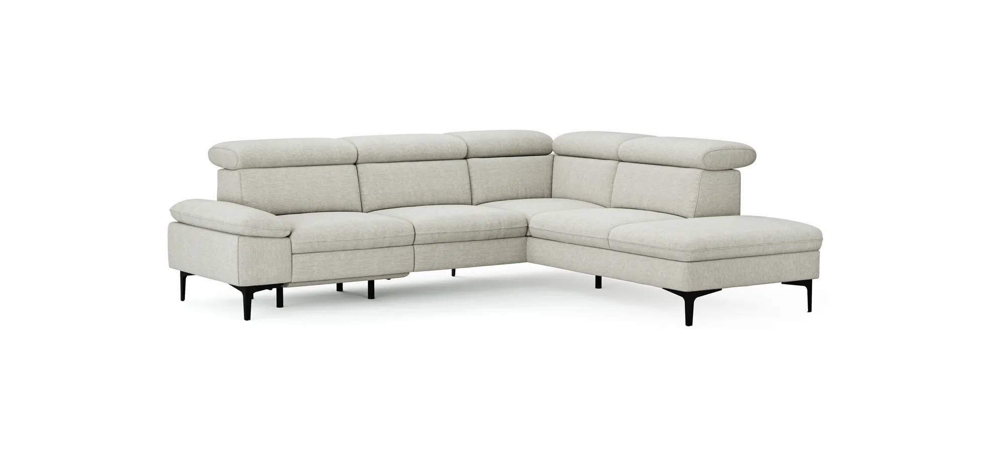 Ecksofa Felipa - 2,5-Sitzer mit Ecke rechts inkl. Armlehne verstellbar und Rückenlehne/Sitztiefe verstellbar (motorisch), Stoff, Natur