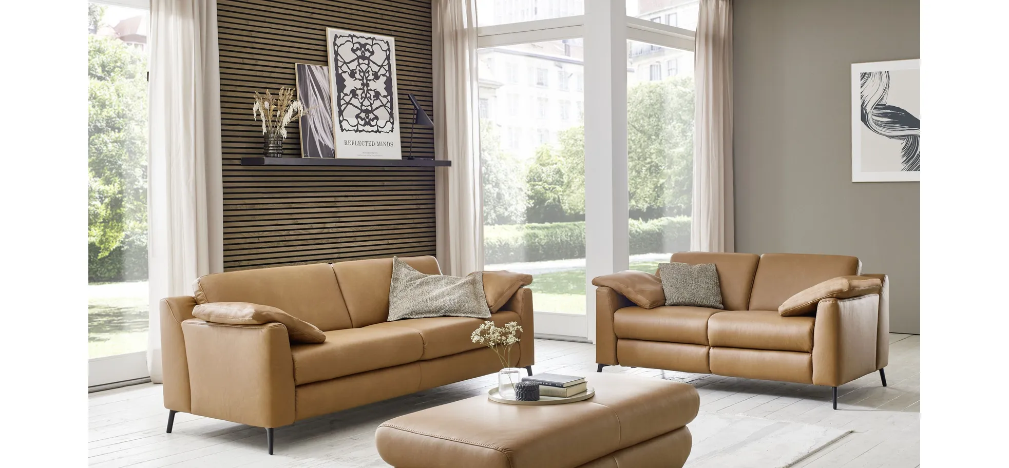 Sofa - 2,5-Sitzer, Leder, Braun