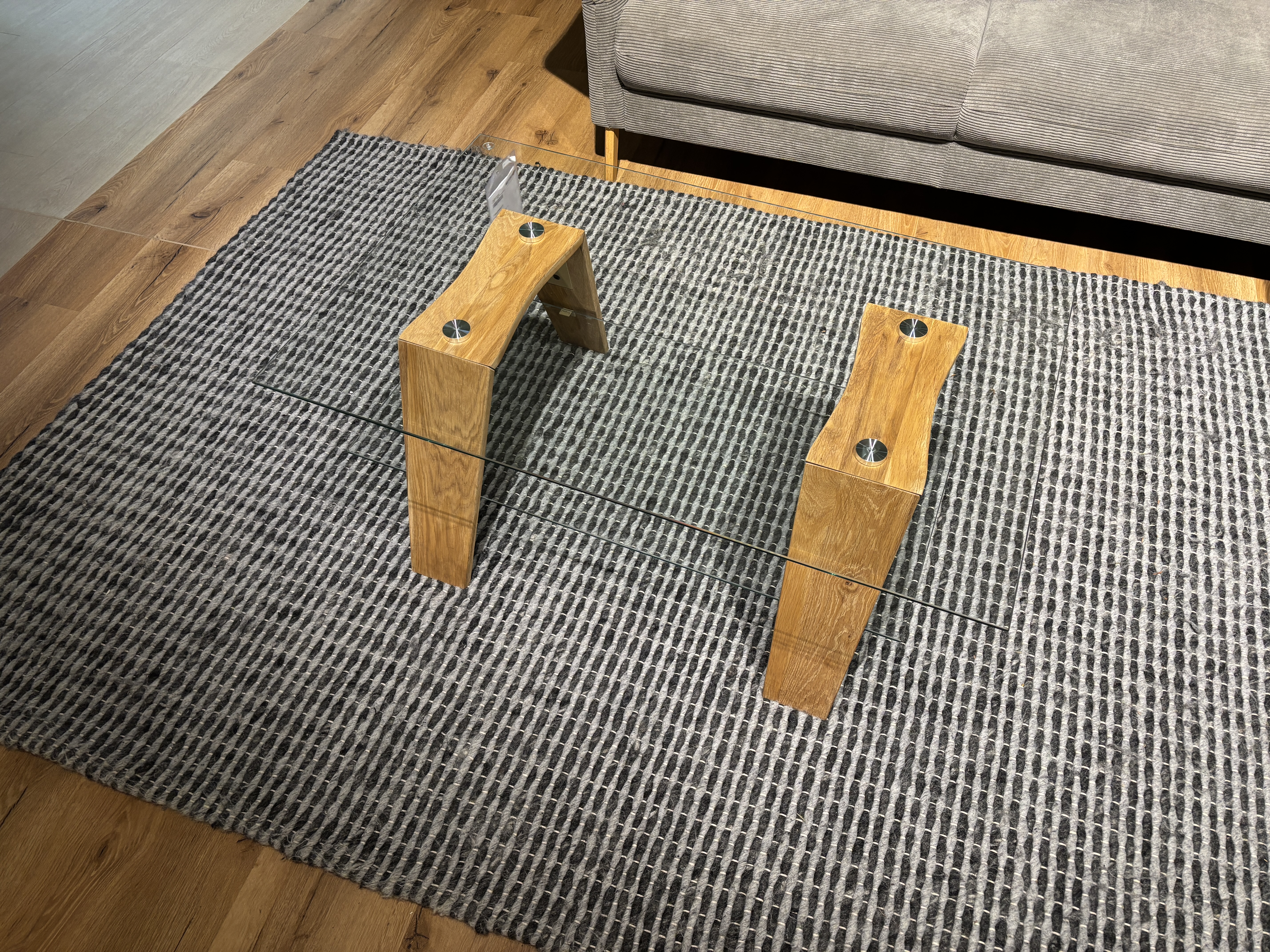 Couchtisch, Eiche massiv, Klarglas, rechteckig - MyTrend 231