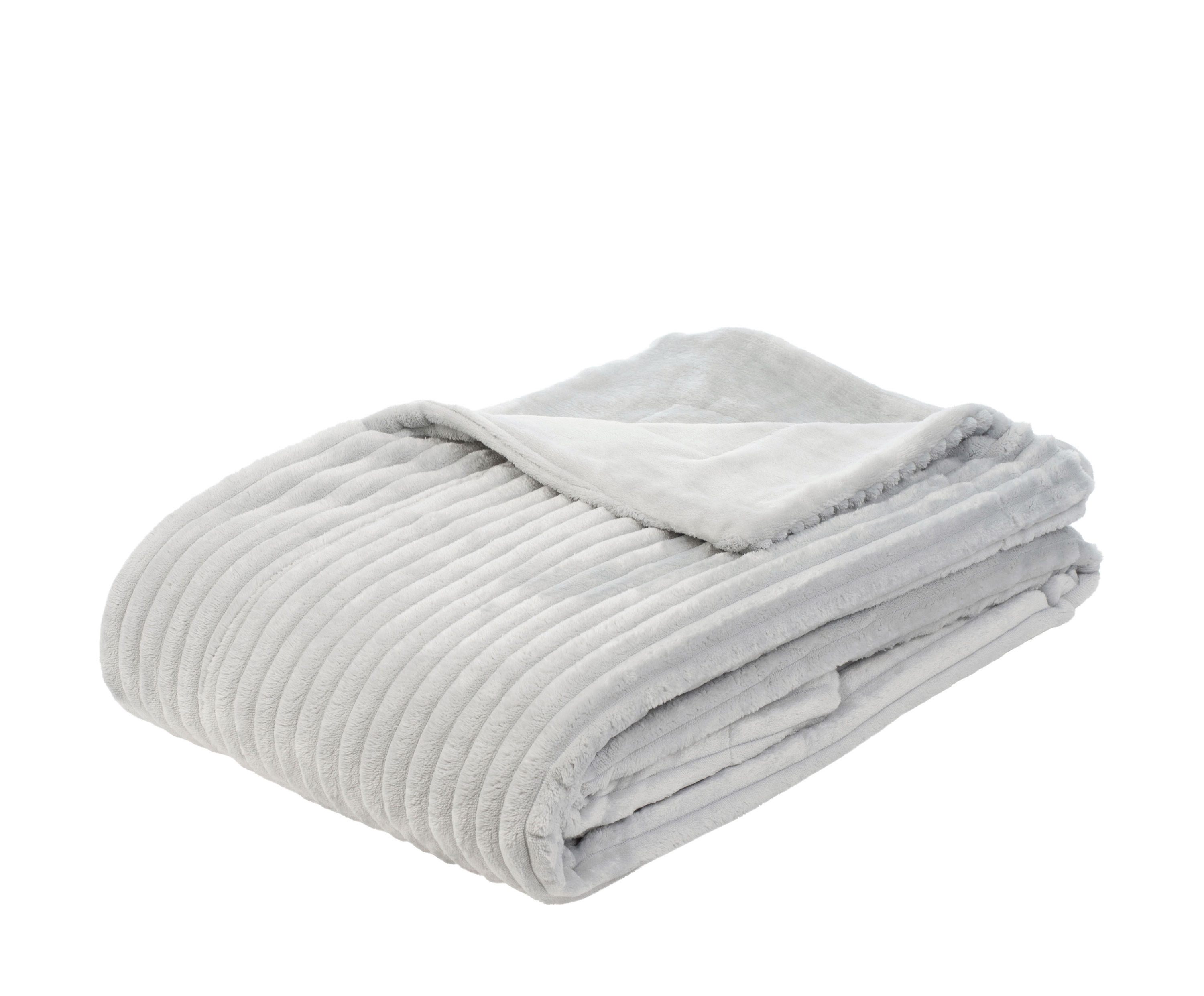 Wohndecke Cord Optik, silber - 150x200 cm, Mikrofaser