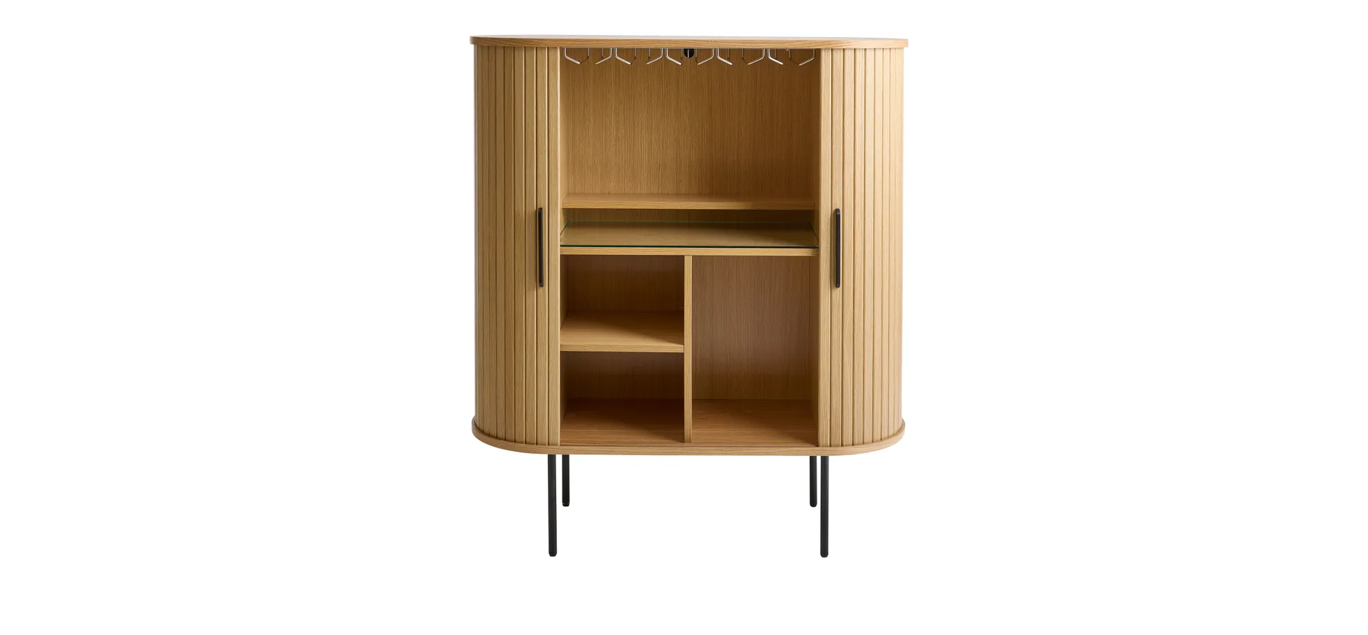 Highboard - B ca. 100 cm, Eiche Furnier, Natur