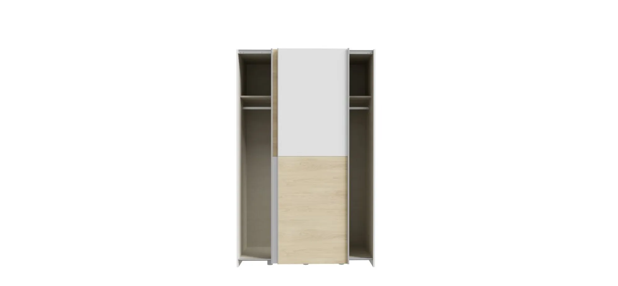 Schwebetürenschrank FREDDY- B ca. 120 cm, Weiß, Eiche Dekor
