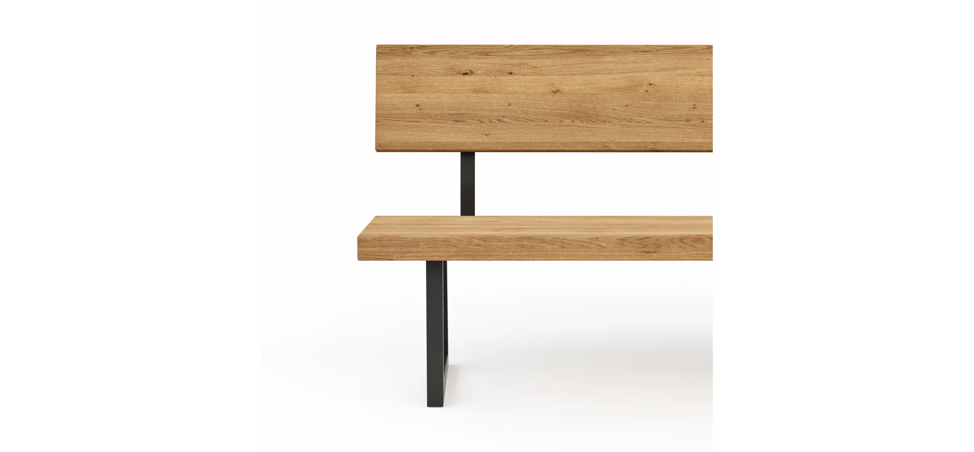 Holzbank Clifton - mit Rückenlehne, Breite ca. 200cm, Zerreiche massiv, natur