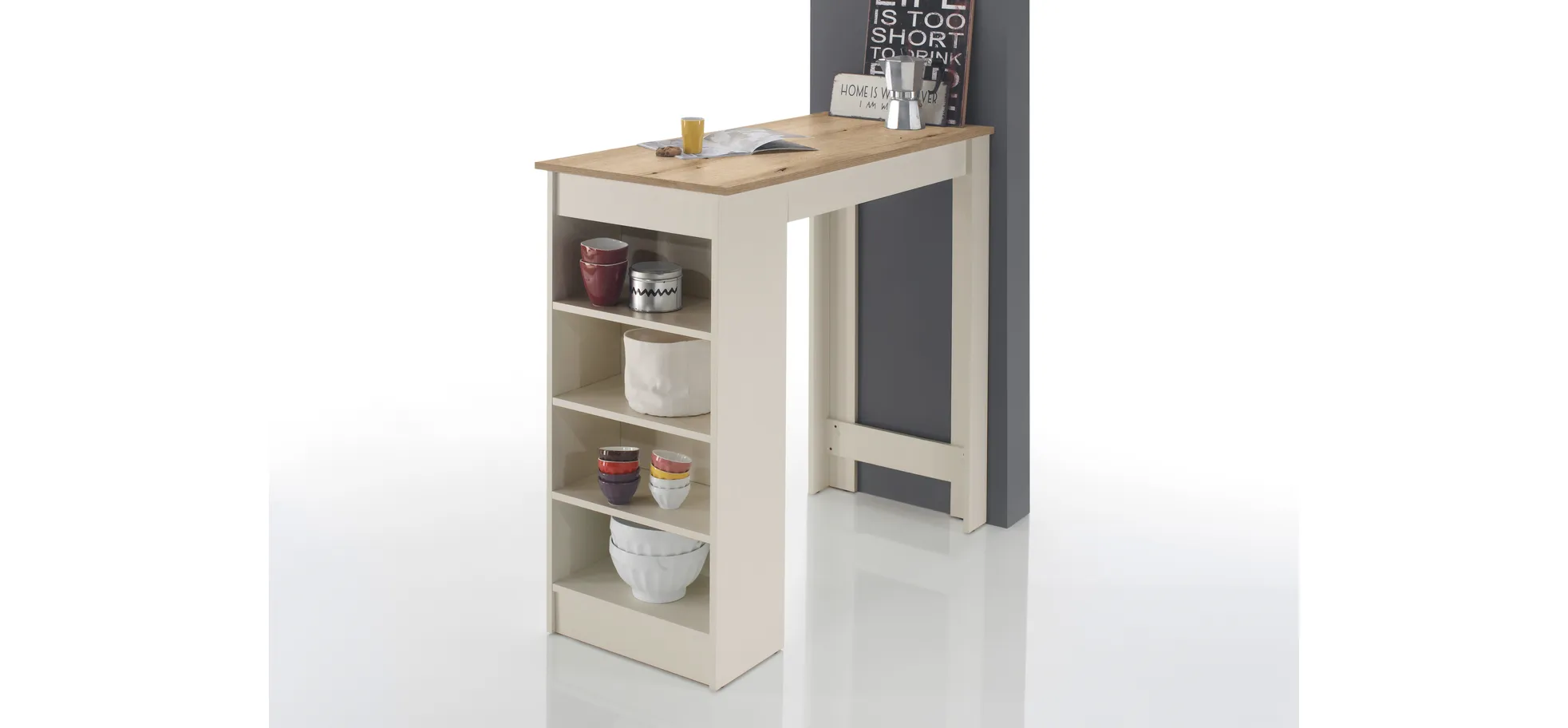 Bartisch - LB ca. 115x50 cm, Evoke Eiche Nachbildung, Kaschmir