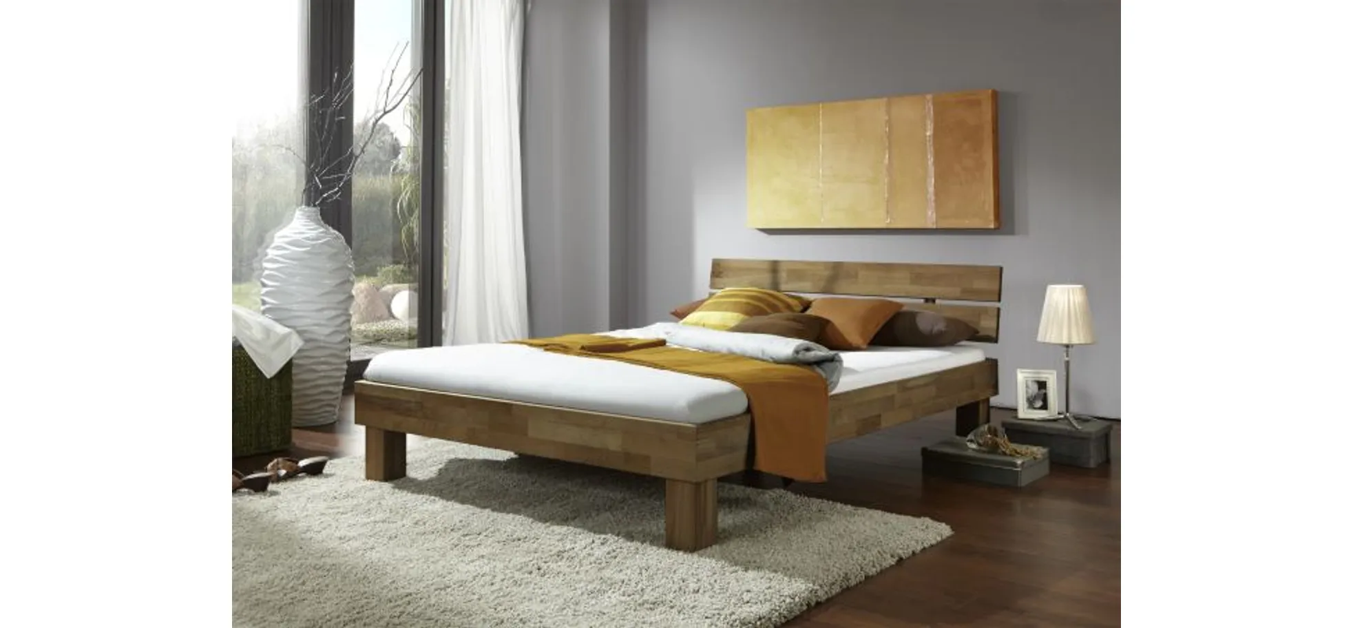 Bettgestell, Wildeiche massiv geölt - Erasmo