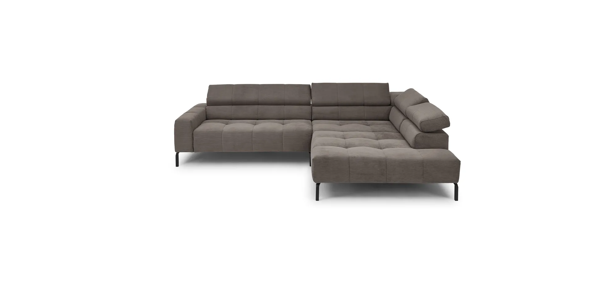  Ecksofa COLLEEN - 2-Sitzer mit Ecke rechts, Sitzvorzug motorisch, Feincord, Taupe