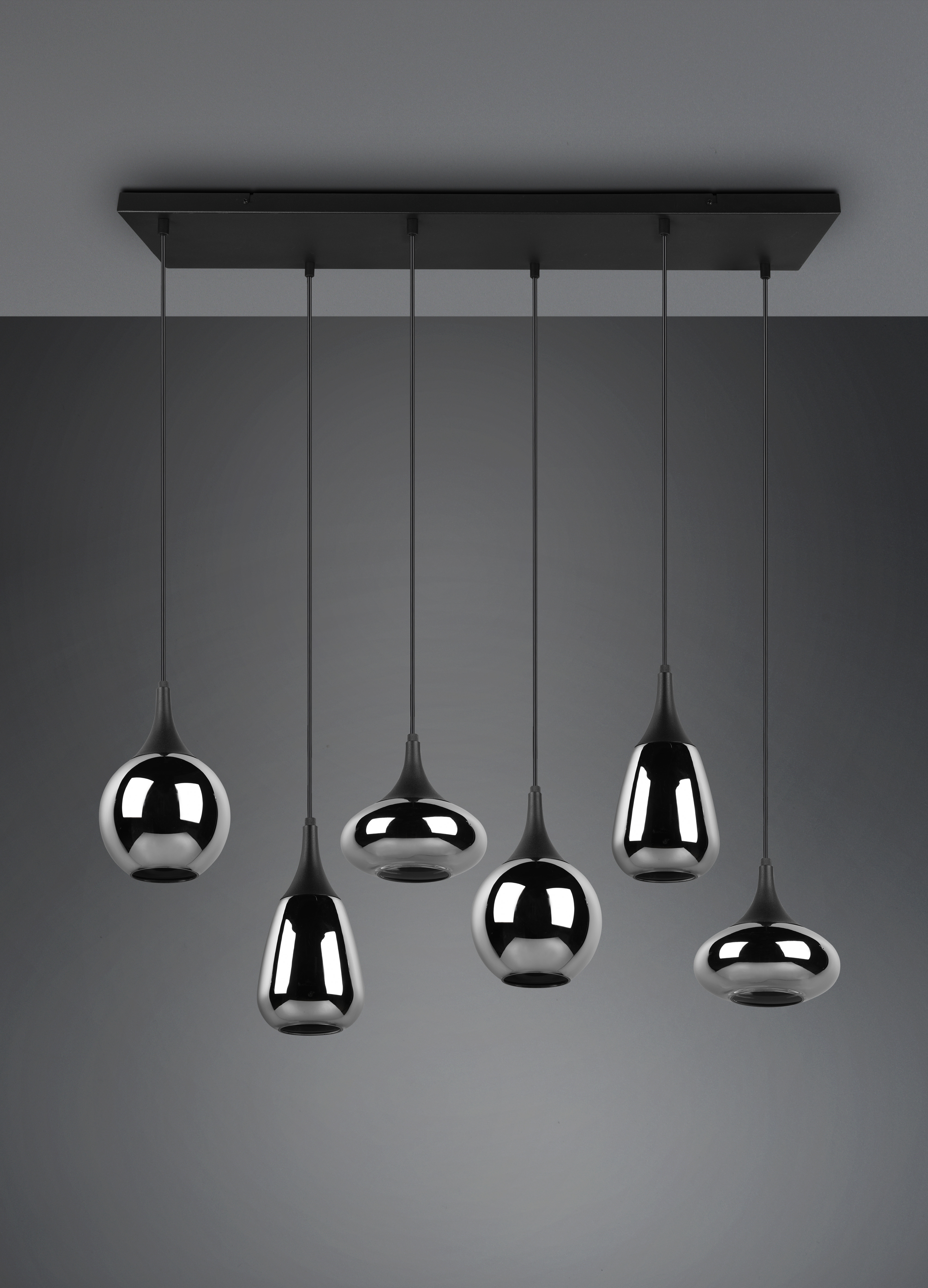 Pendelleuchte Lumina - 6flg., Metall/schwarz matt,93x8xHöhe max: 150 cm