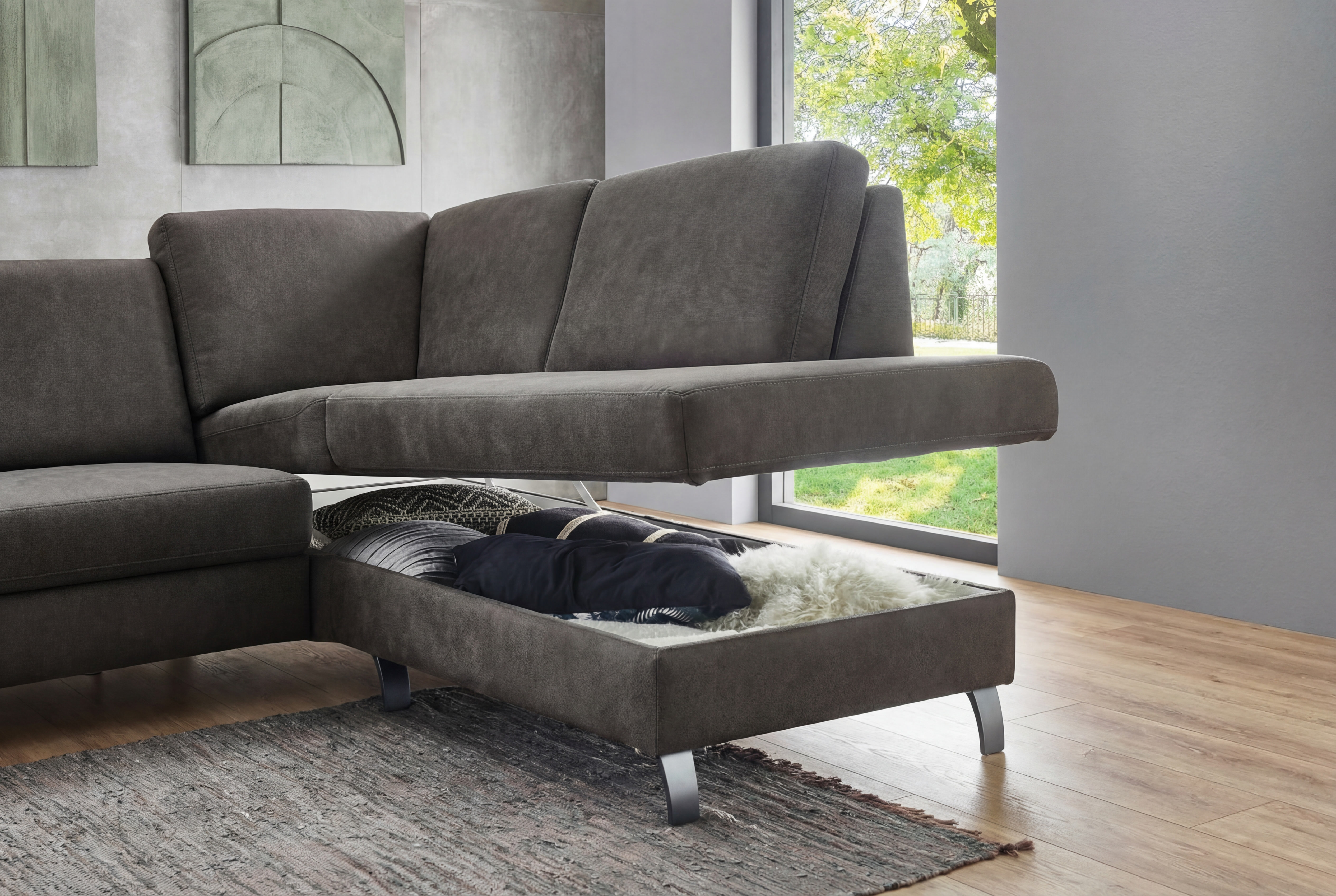 Ecksofa, Stoff taupe - LS24 Centuri