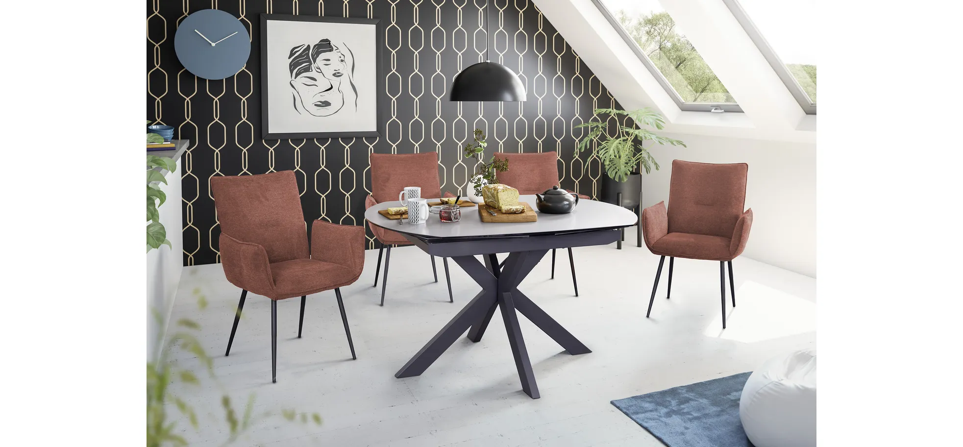 Vierfußstuhl mit Armlehnen, kupfer - Marcela