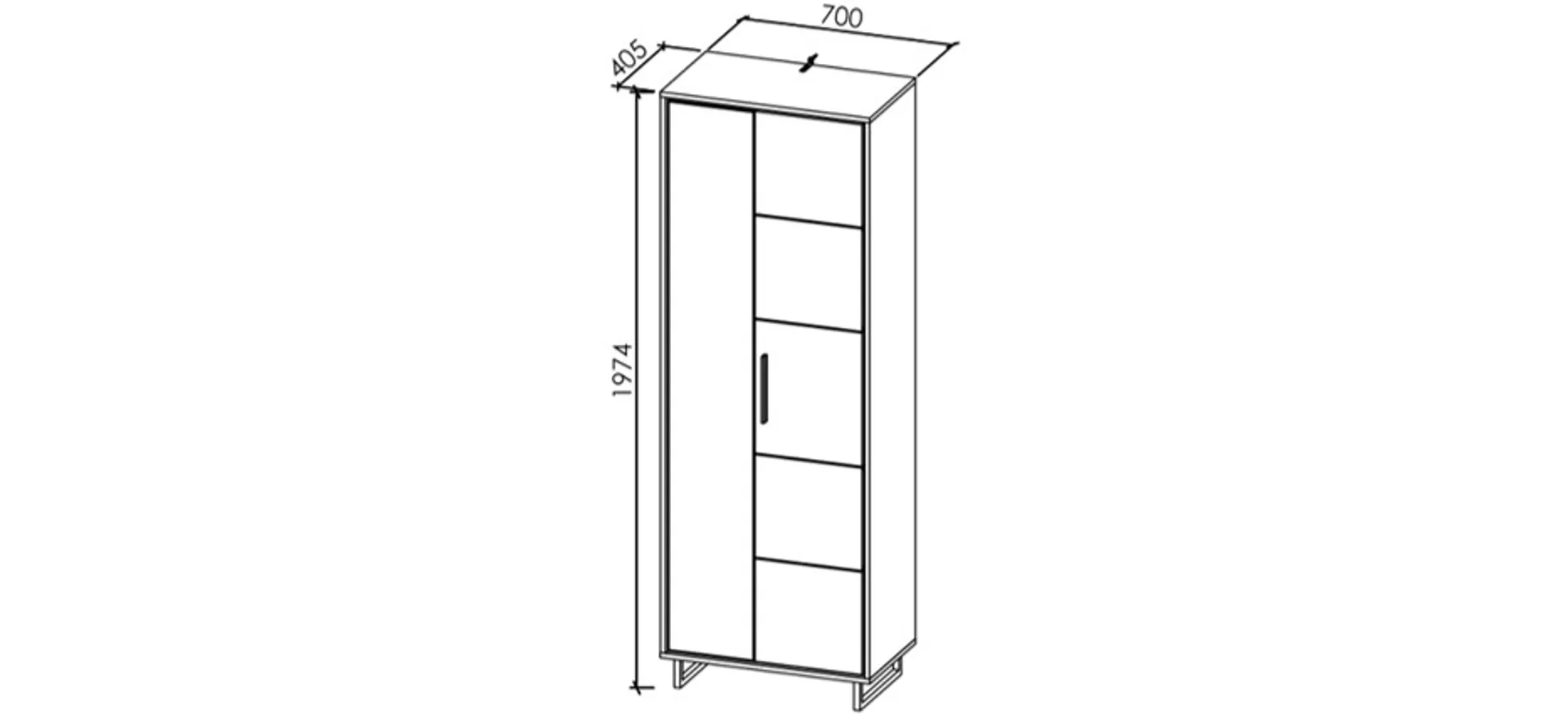 Garderobenschrank, Eiche bianco  - Elenora