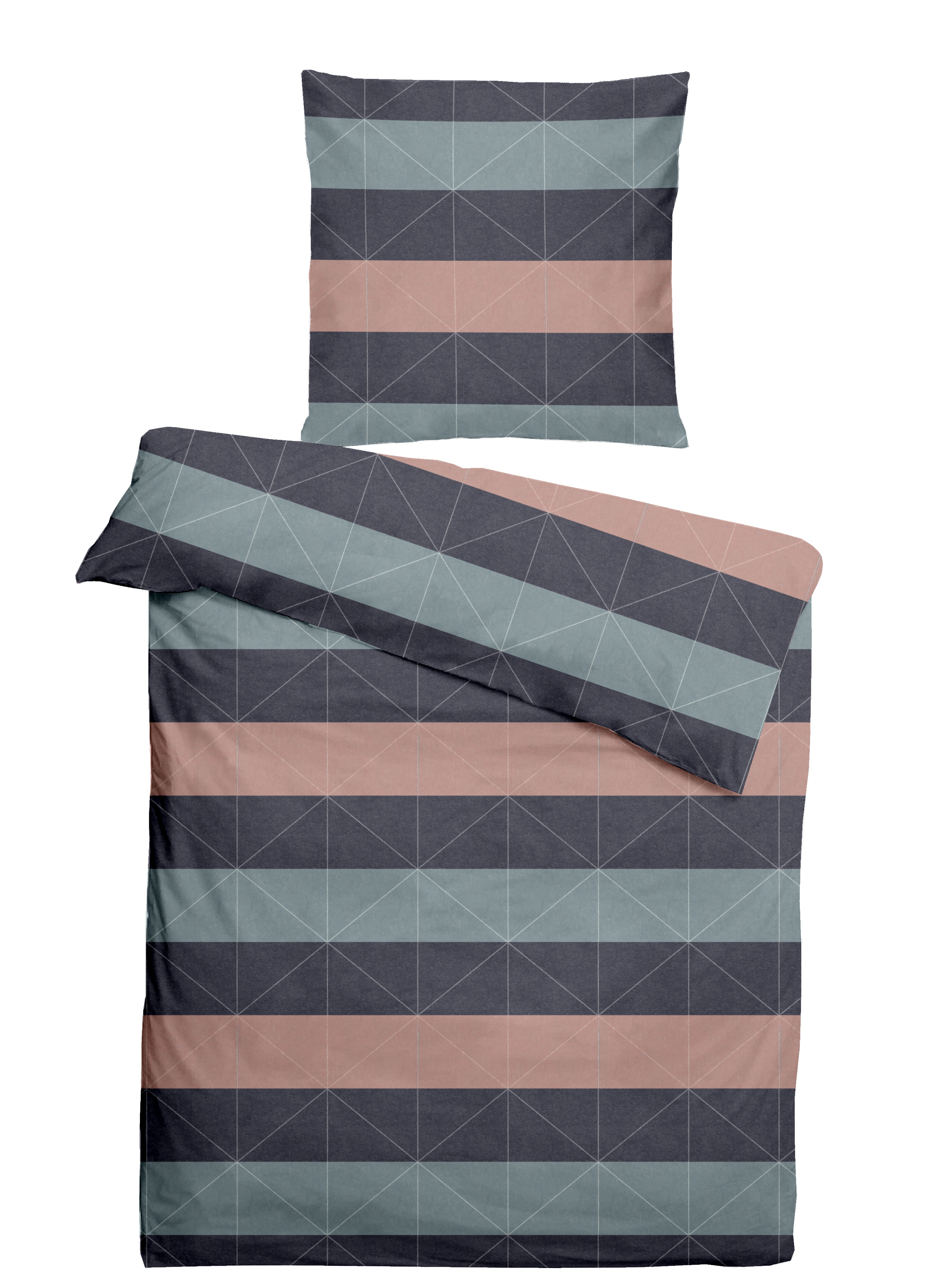 CASEA Jacquard-Flanell-Bettwäsche - Floridas, 135x200cm, gestreift