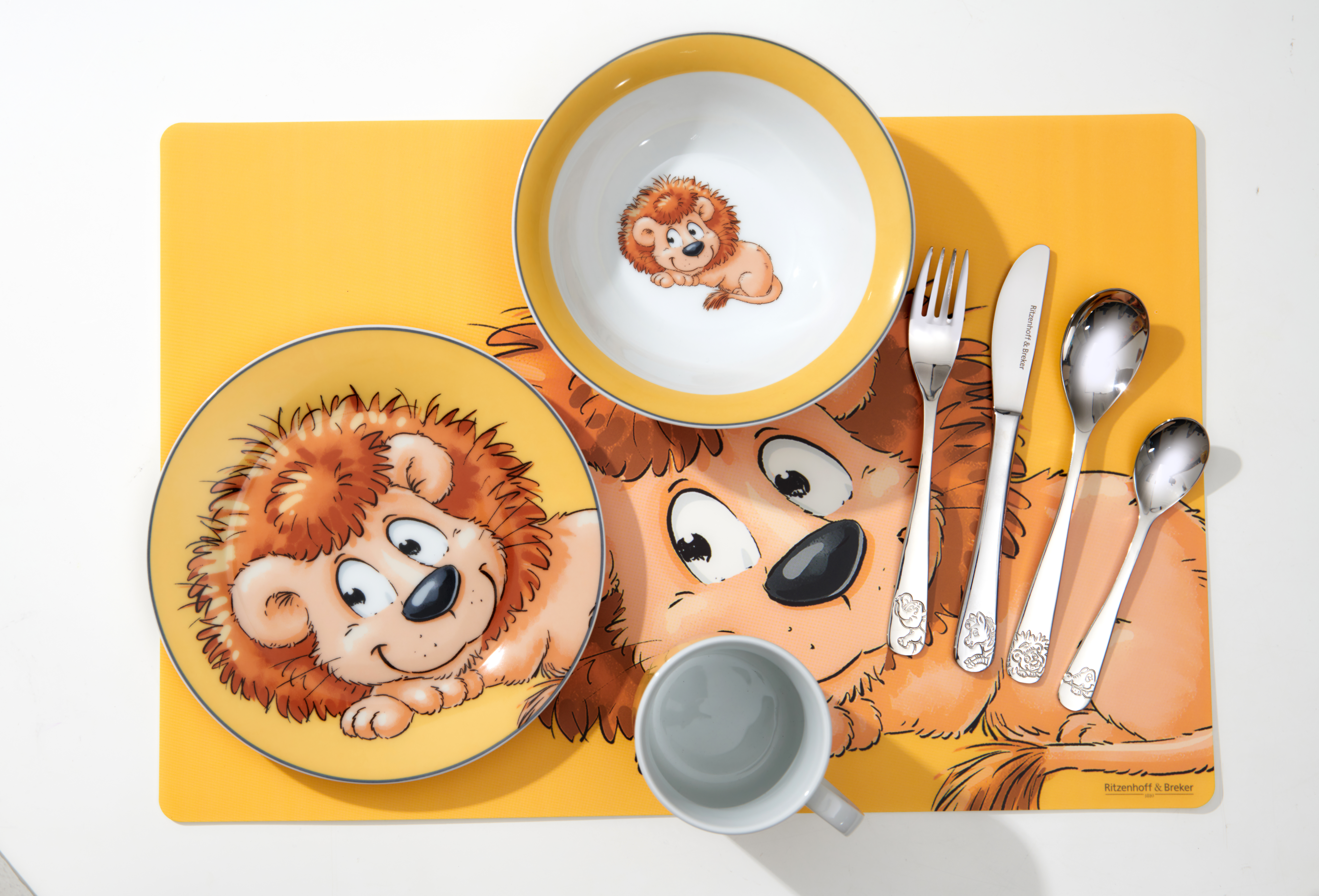 Henkelbecher Happy Zoo Leo 270 ml - Porzellan, spülmaschinenfest, zylindrisch
