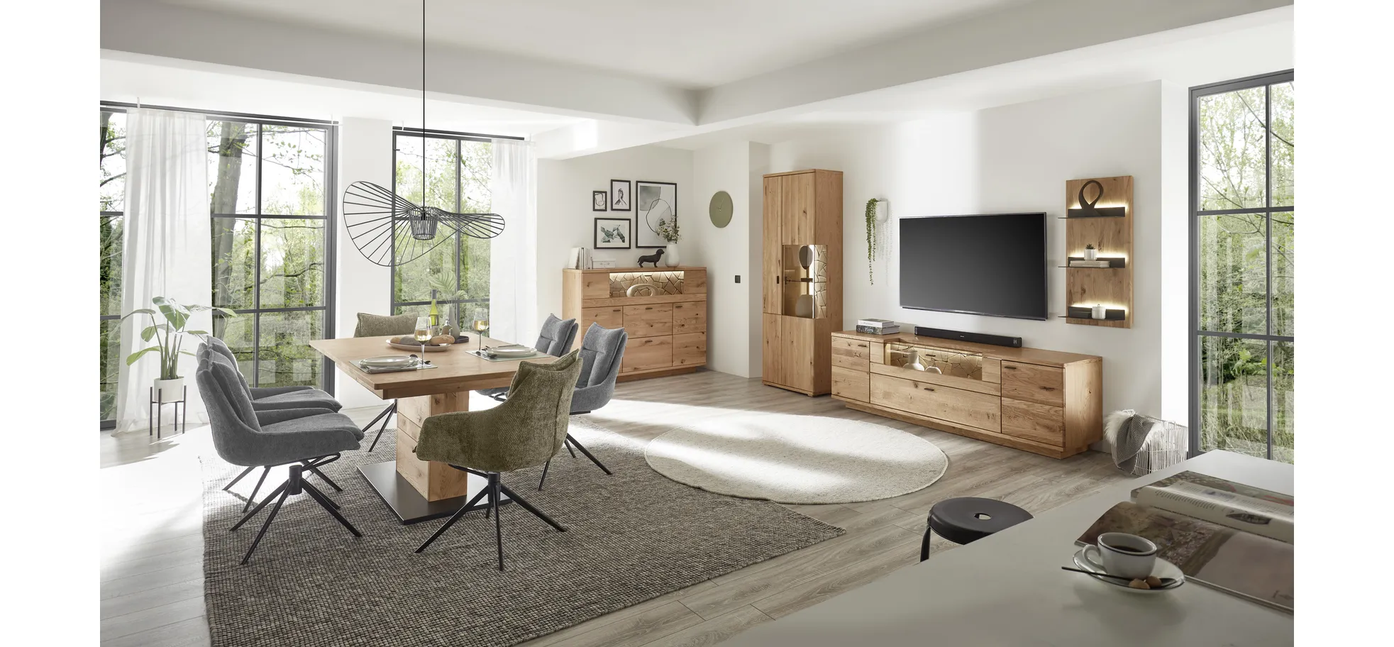 Highboard, Wildeiche massiv geölt  - LS24 Lipari