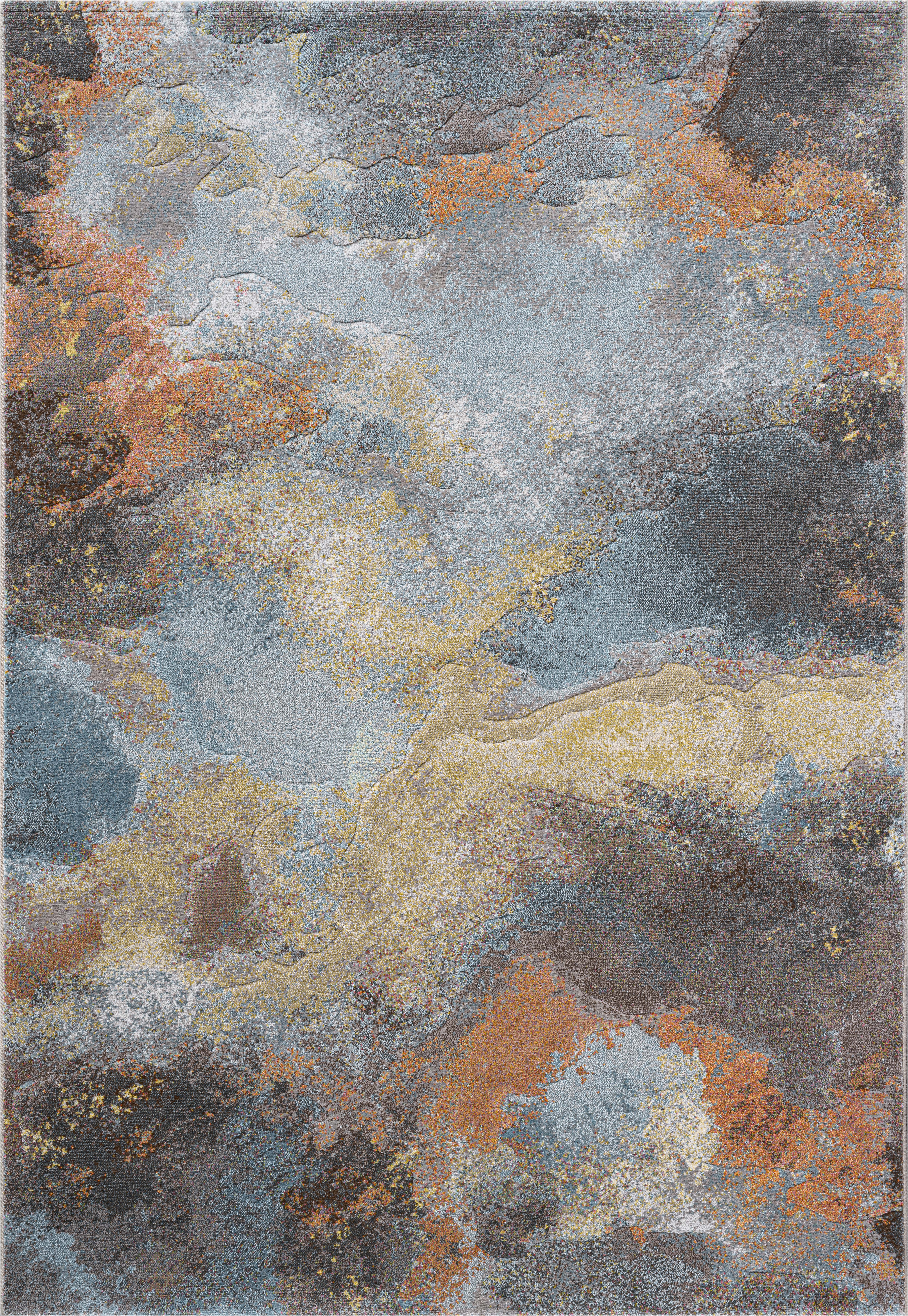 Webteppich, blau-gelb-orange, 160x230 cm - Rargentum