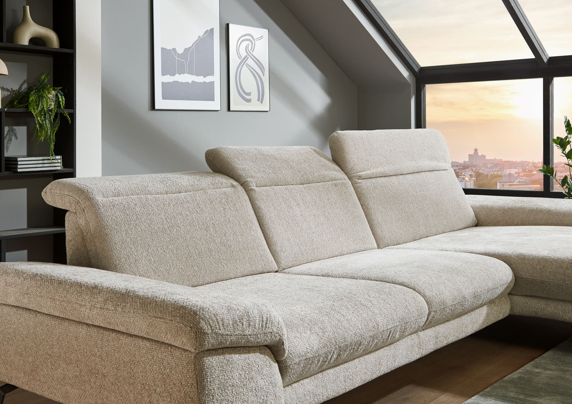 Ecksofa, Bezug natur, Federkern - LS24 Capizi