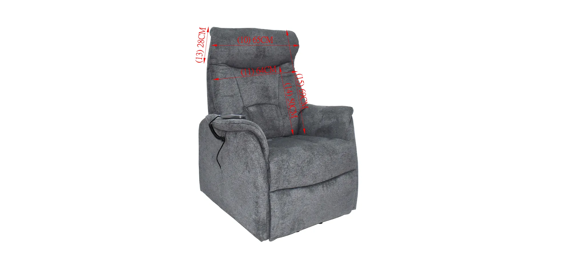 Fernsehsessel, dunkelgrau, 2-motorisch - Mailo