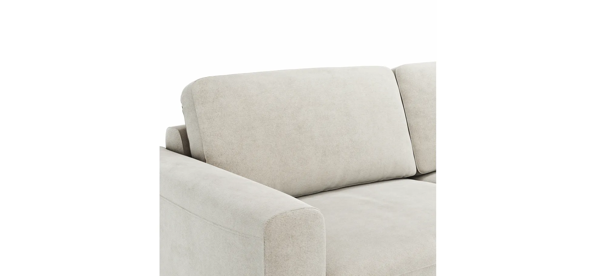 Ecksofa Oviedo - 1,5-Sitzer mit Longchair rechts inkl. Relaxfunktion (motorisch), Stoff, Natur