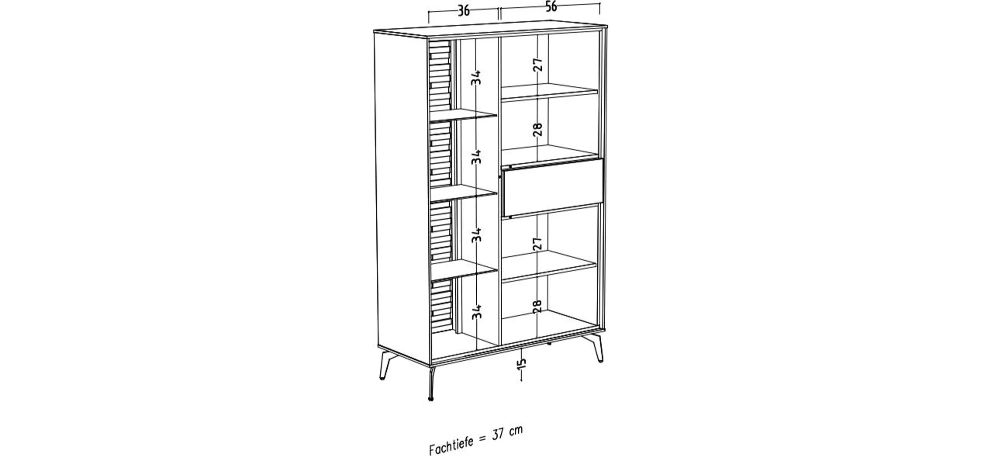 Highboard - B ca. 101 cm, Weiß, Asteiche, Schwarz Highboard - B ca. 101 cm, Weiß, Asteiche, Schwarz