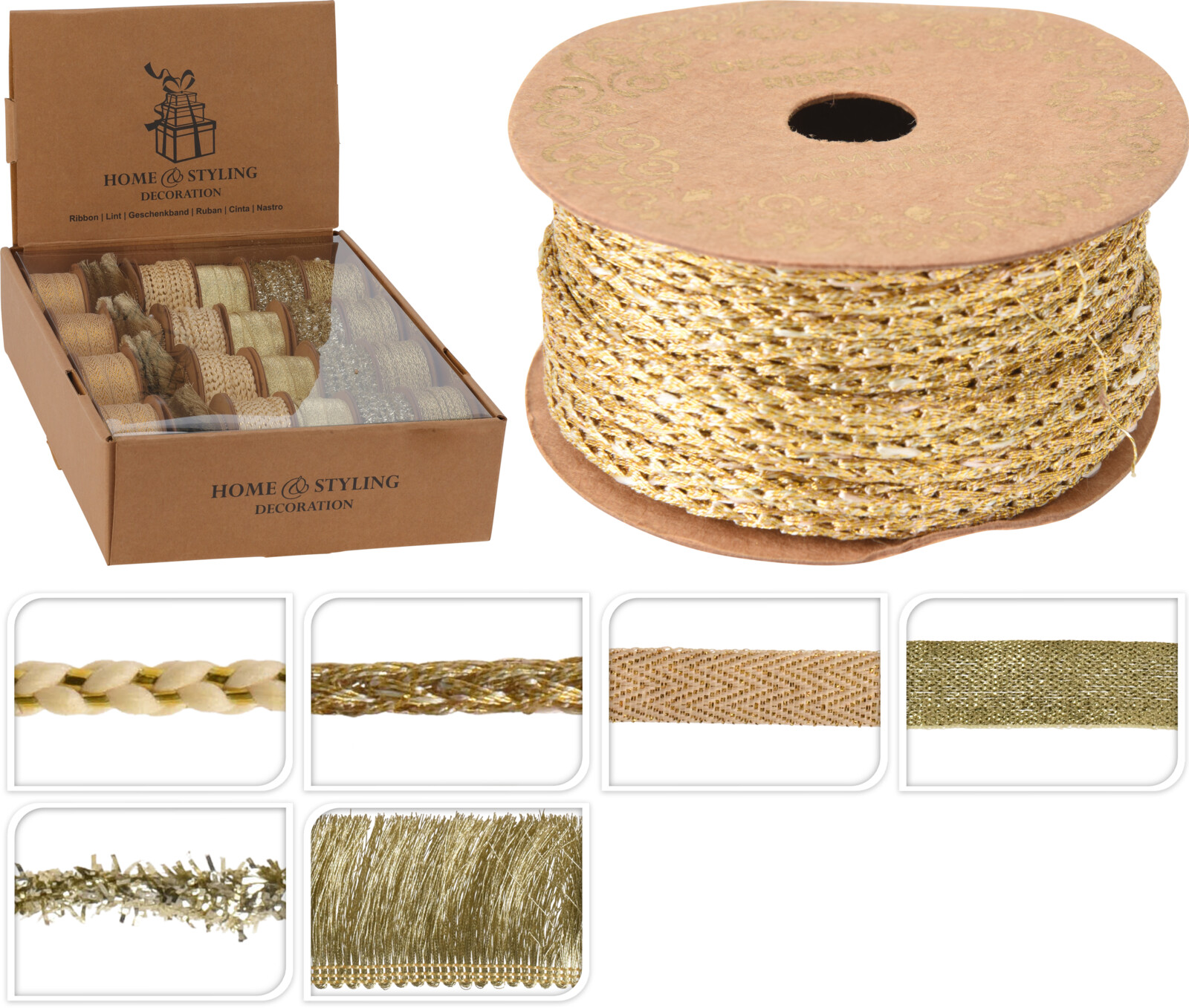 Geschenkband 3,5CMX 3M 6 SORT