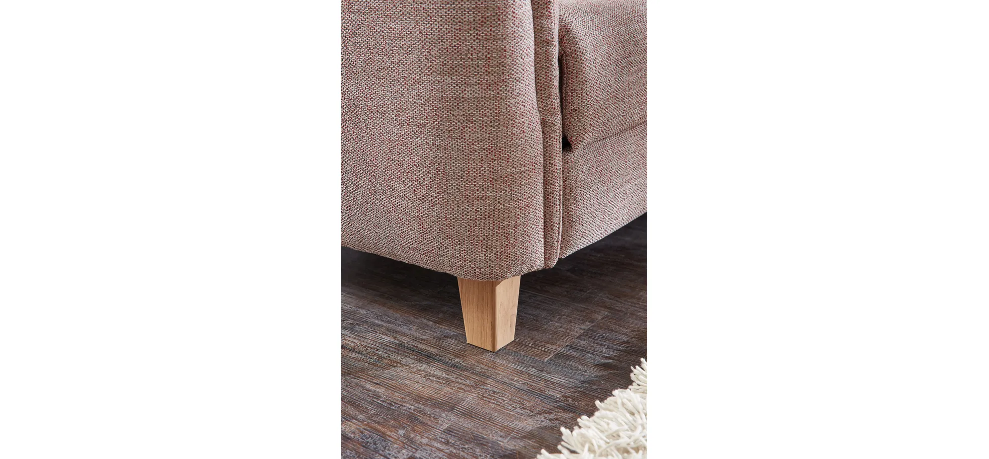Ecksofa Mendoza - 2,5-Sitzer mit Longchair rechts, Bettkasten, Stoff, Bordeaux