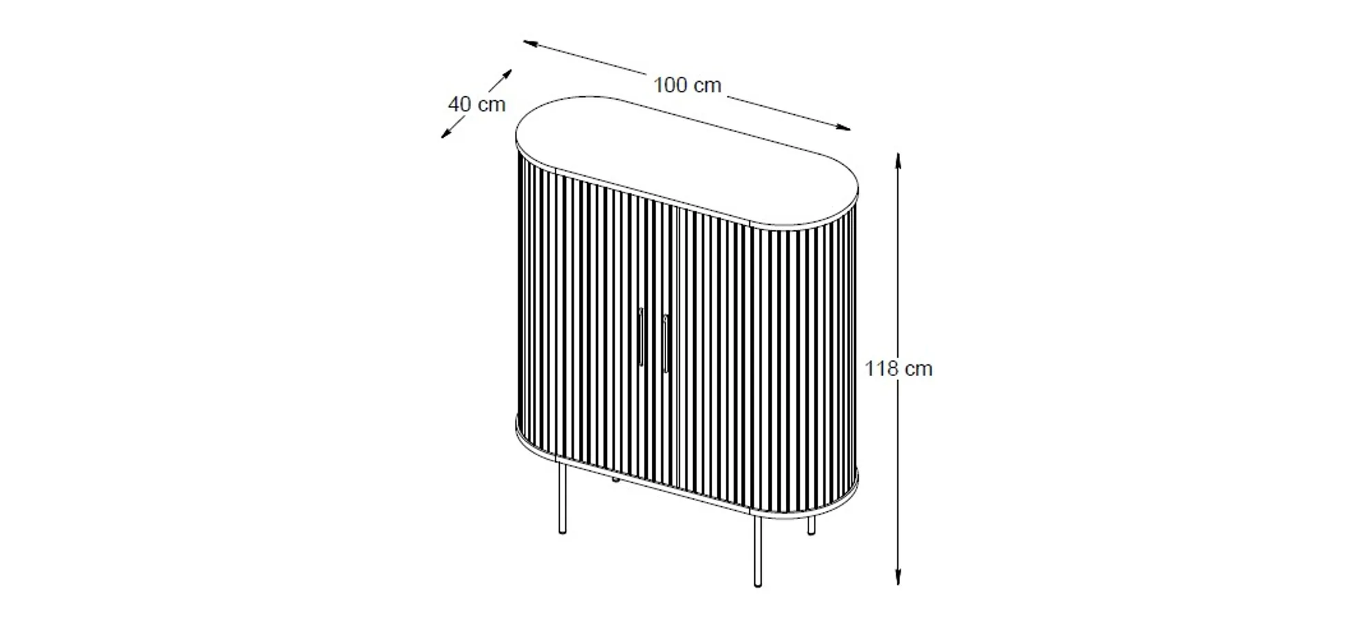 Highboard - B ca. 100 cm, Eiche Furnier, Schwarz
