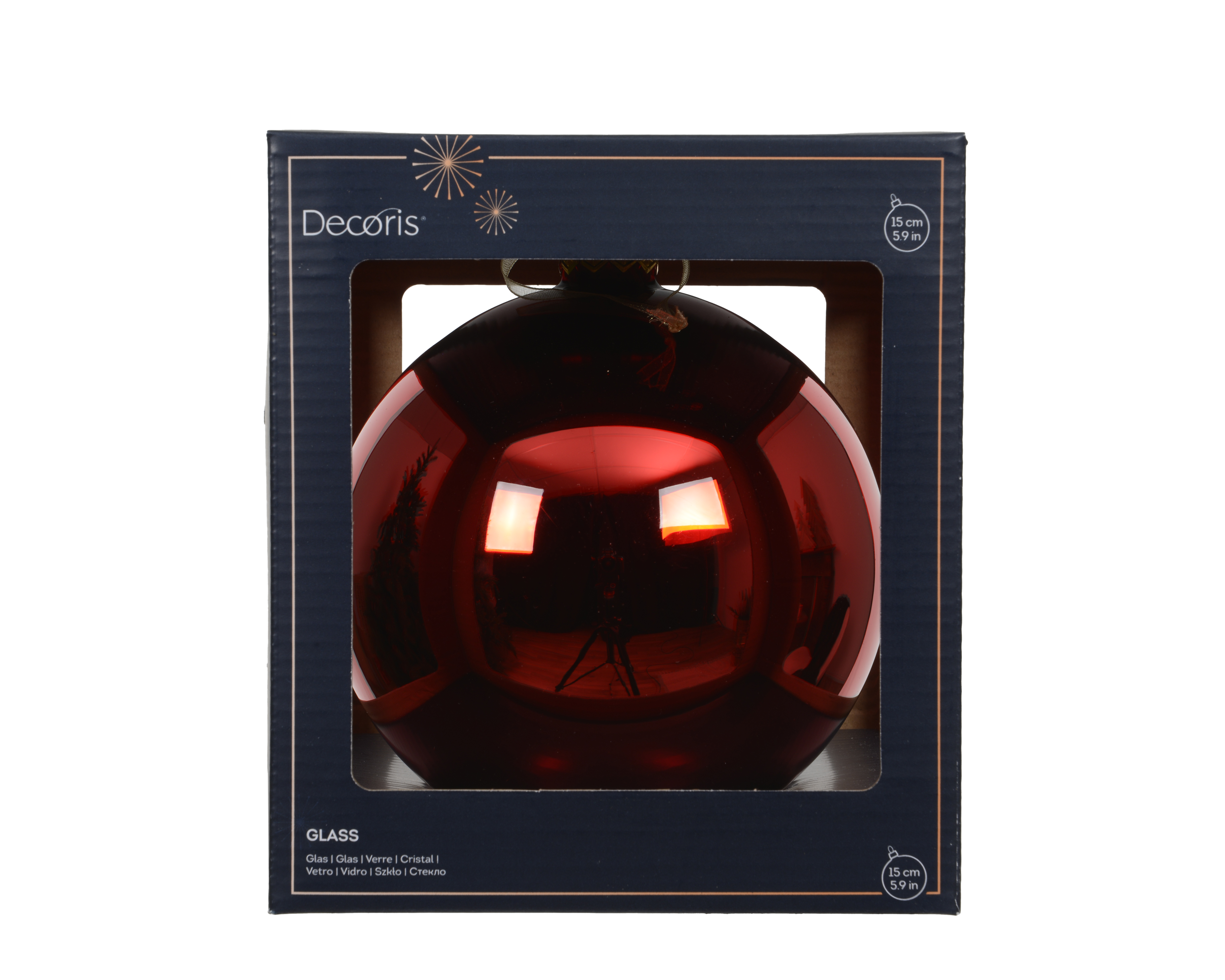 Kugel - weihnachtsrot, Glas, Ø15cm