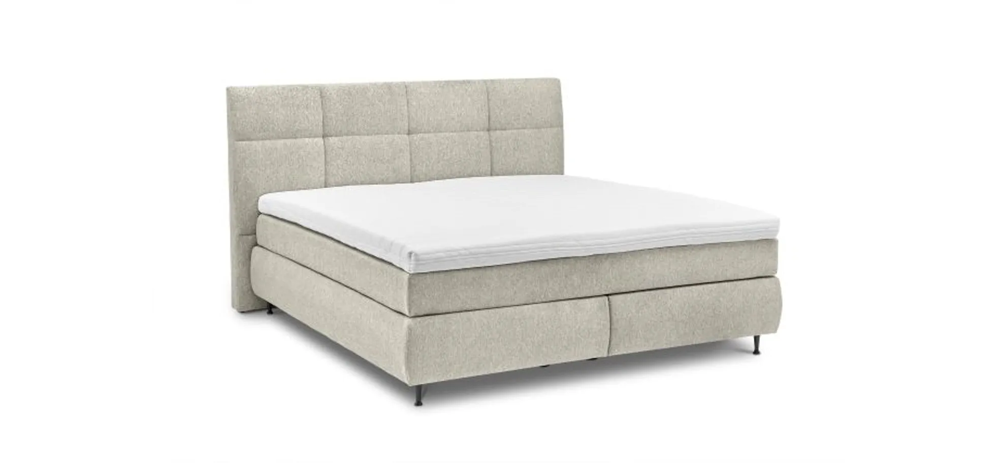  Boxspringbett ALICA- Liegefläche ca. 180x200 cm, Stoff, Graubeige