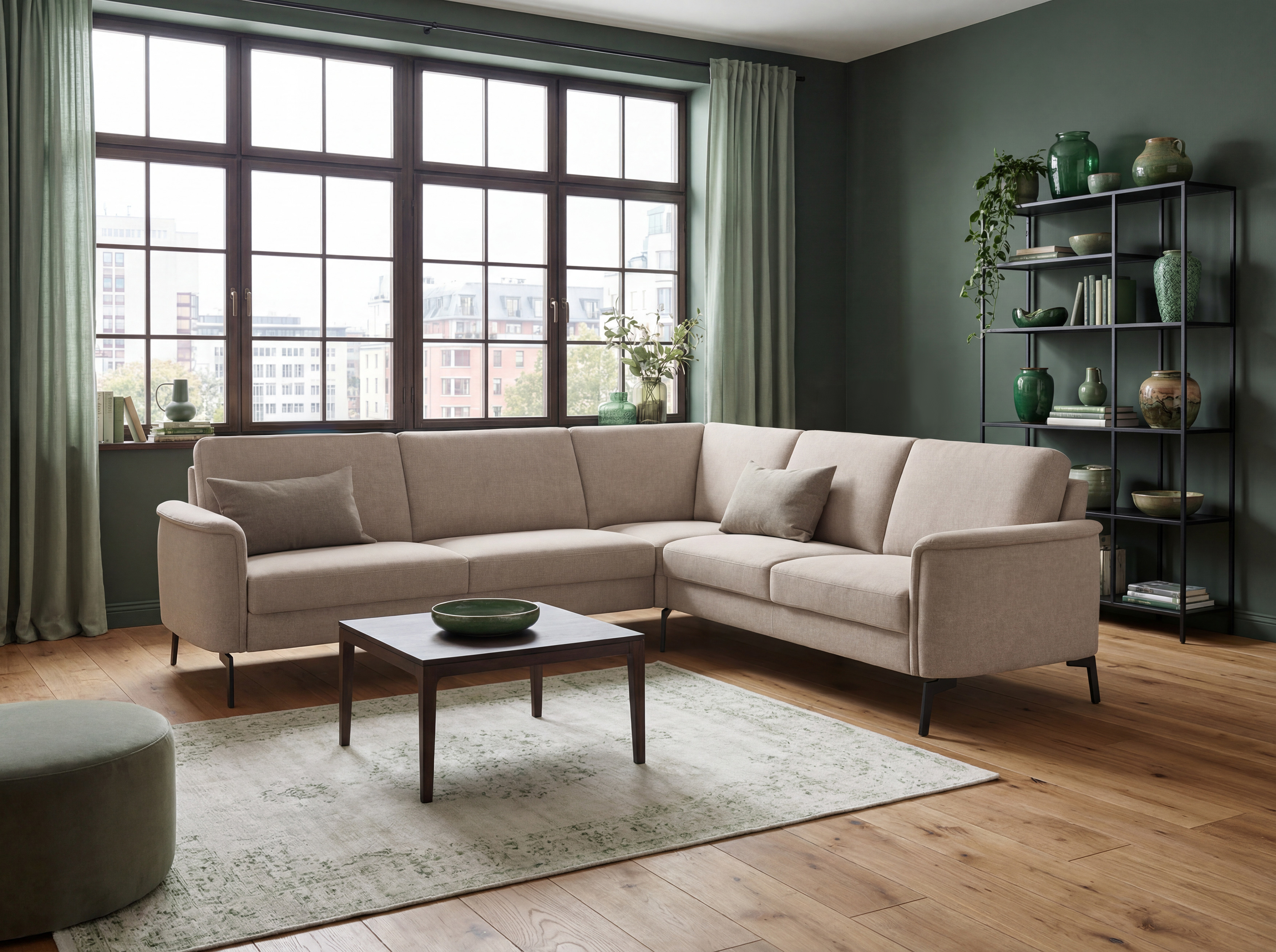 Ecksofa, Stoff sand - LS26 Martiano