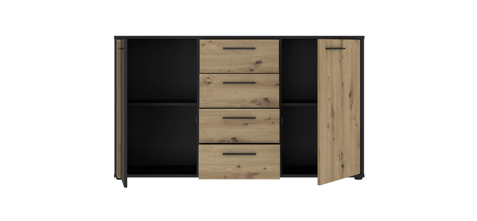 Sideboard, Black/Artisan Oak  - Floriss