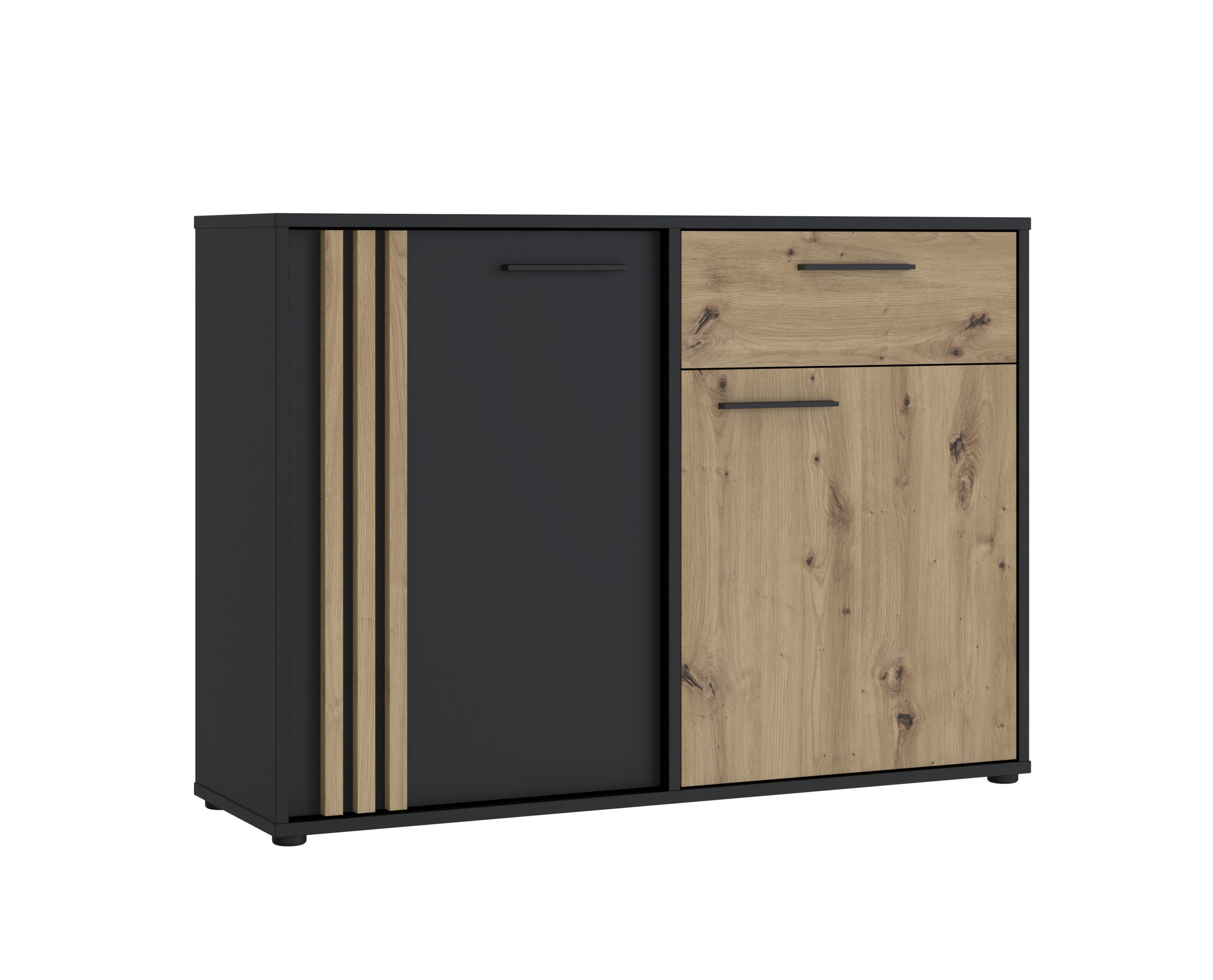 Kommode, Balck/Artisan Oak  - Floriss