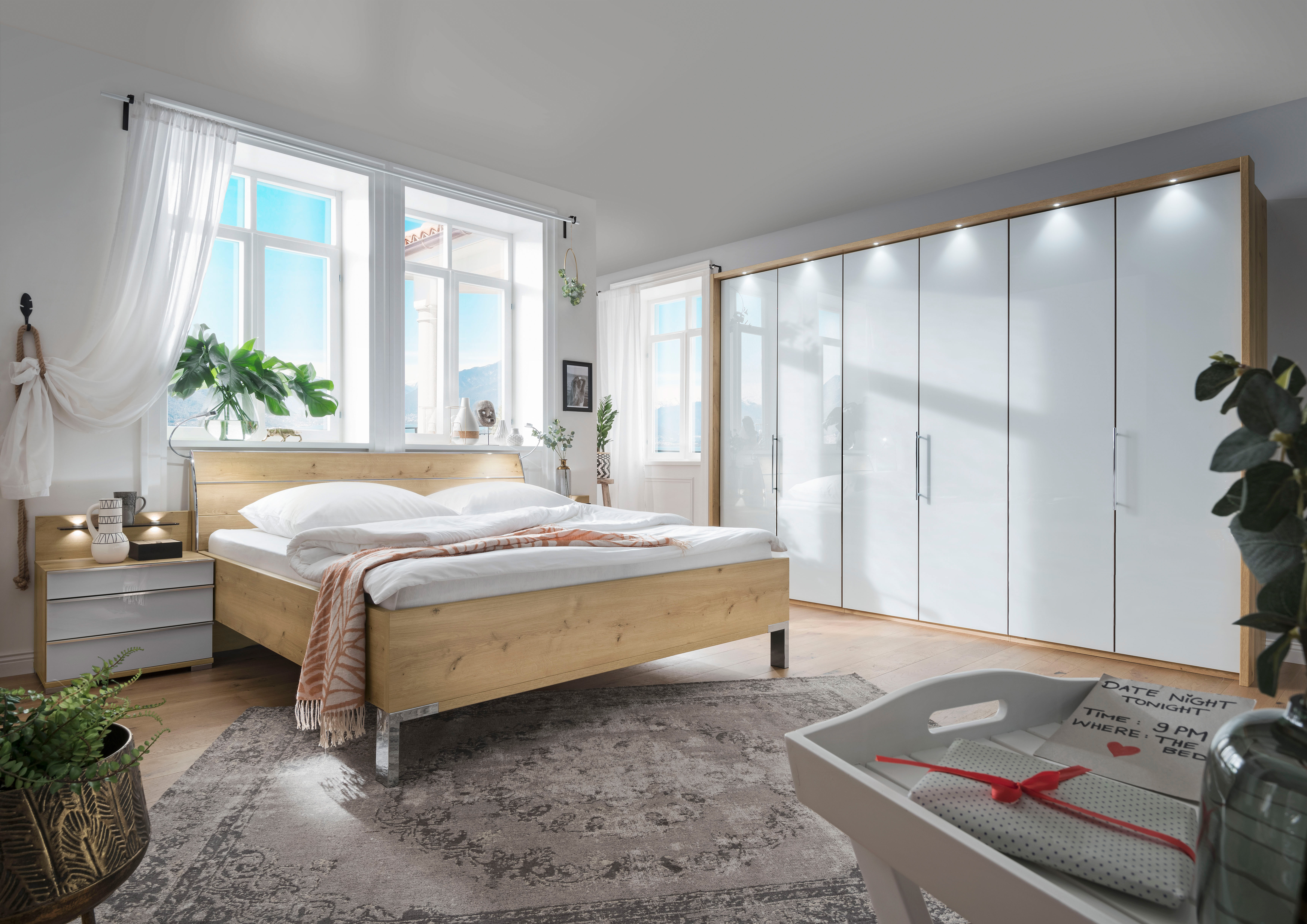 Futonbett, Bianco Eiche Nachbildung - LS 1480