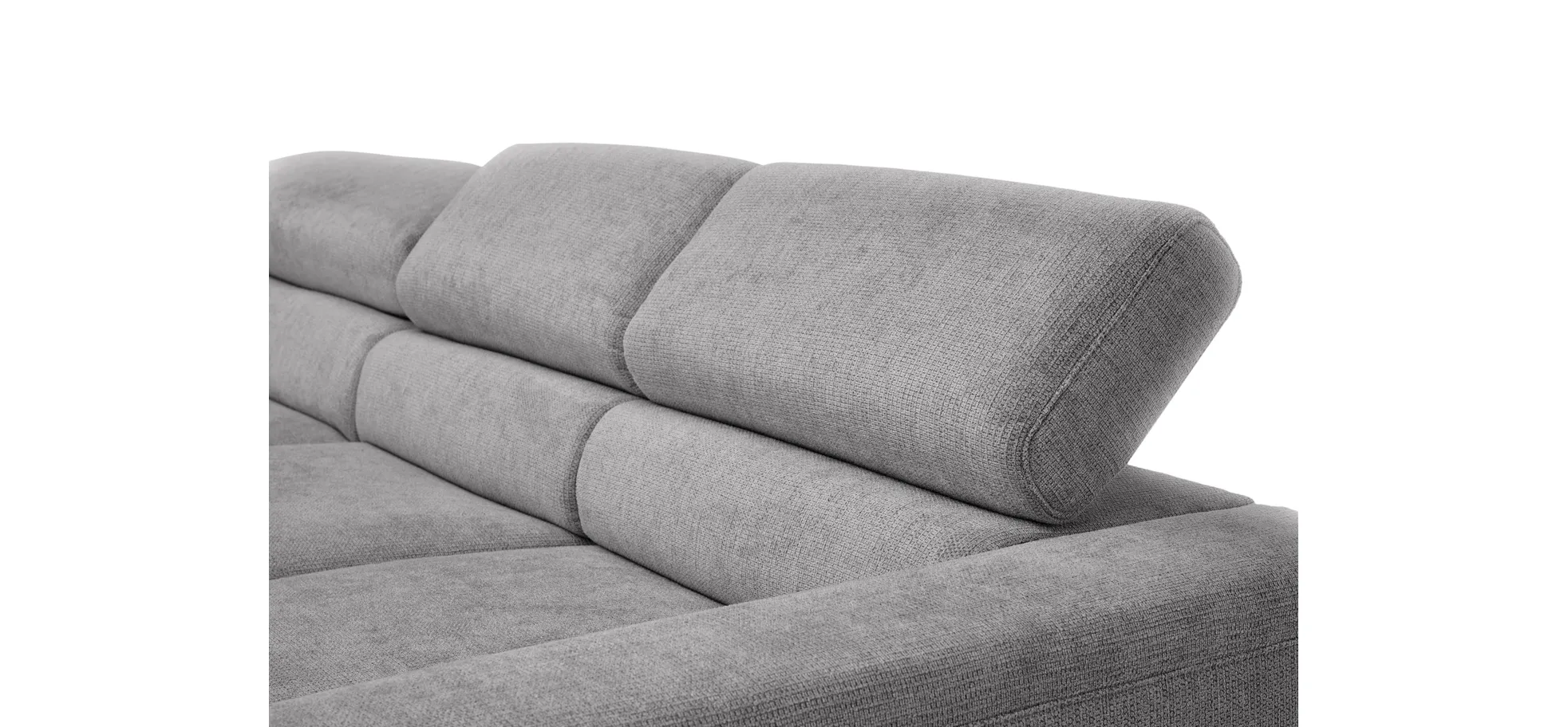  Ecksofa CHENOA - Longchair links und 2-Sitzer, Sitzvorzug motorisch, Stoff, Steingrau