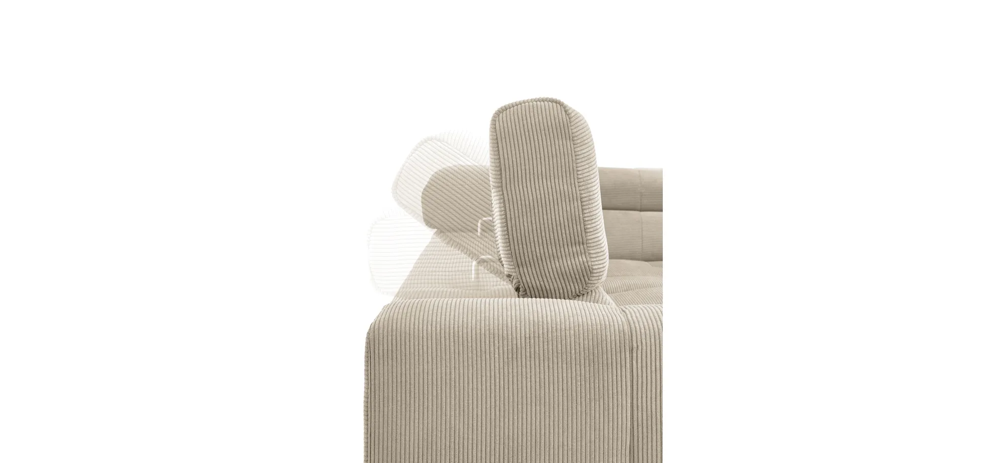   Ecksofa COLLEEN - 2-Sitzer mit Ecke rechts, Sitzvorzug motorisch, Feincord, Sand