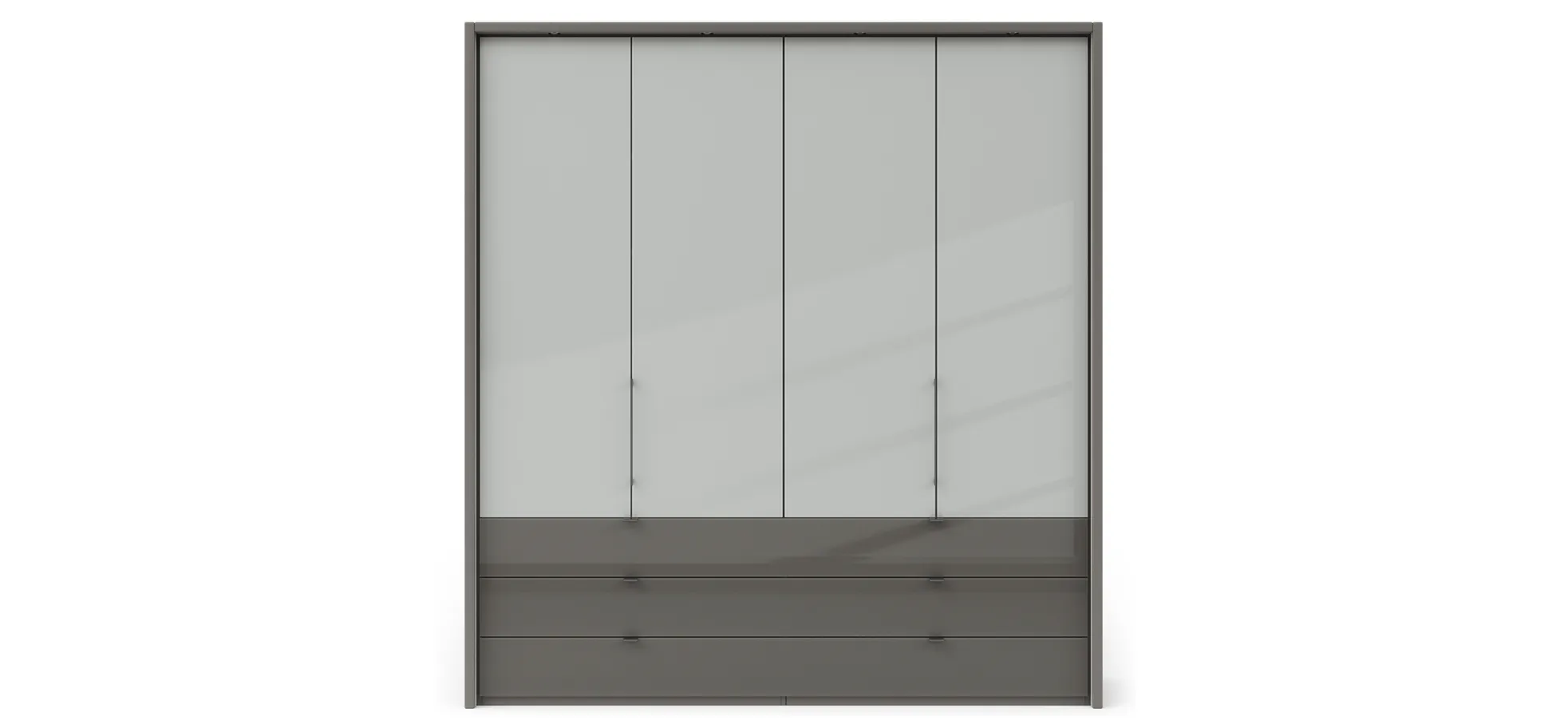 Drehtürenschrank Marbella - B. ca. 157cm, Korpus Melamin, Grau, Front Glas, Weiß