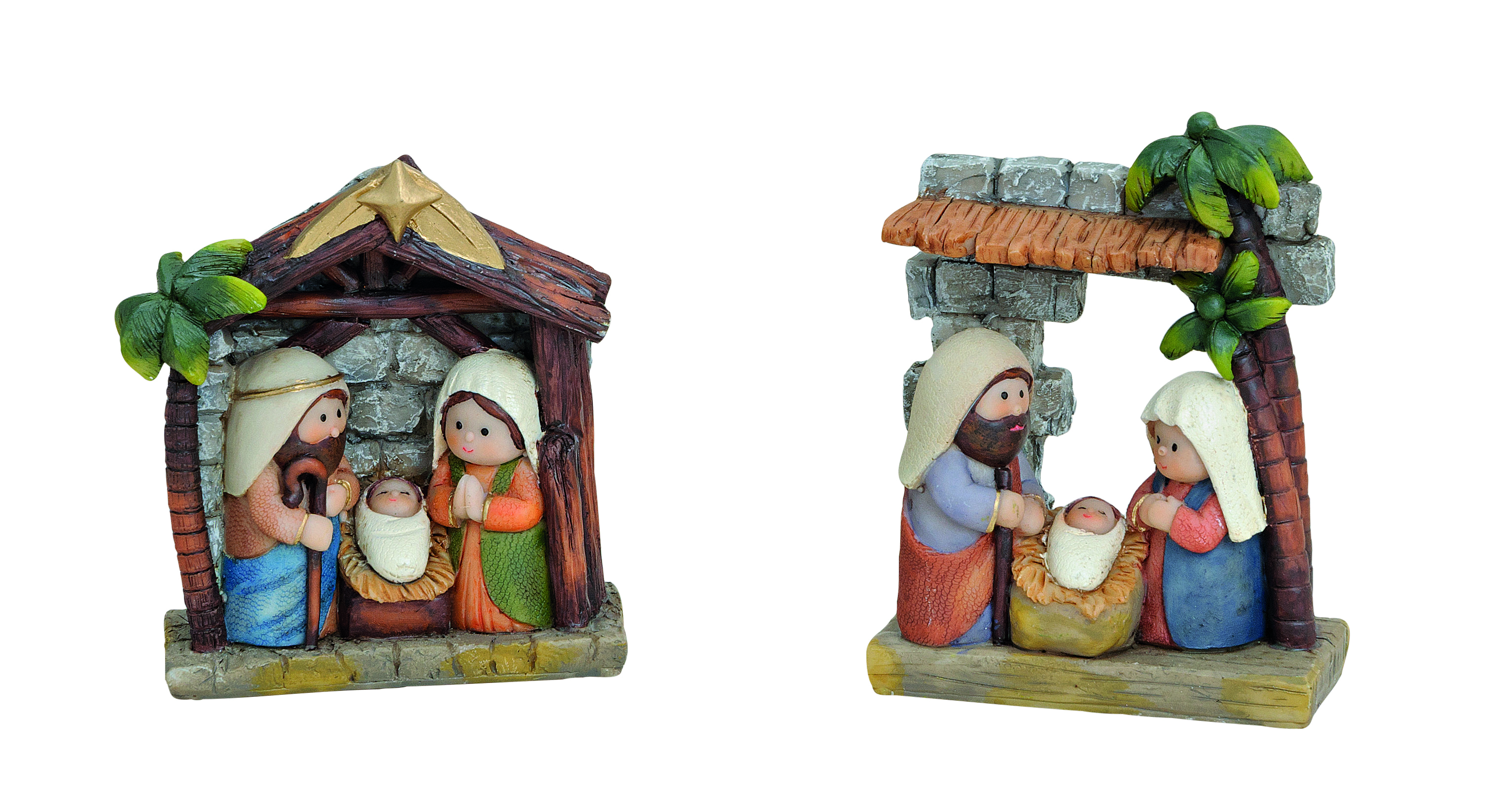 Krippenszene, 2-fach sort, - Poly, B9 x T3 x H11 cm