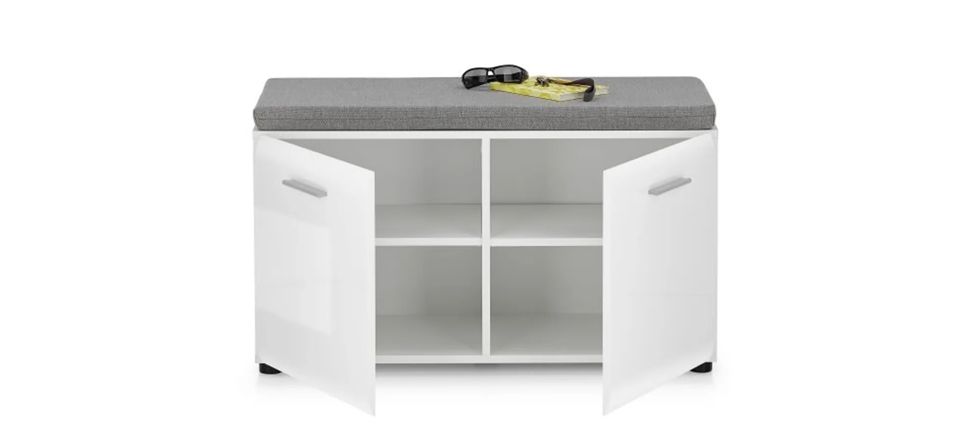 Schuhbank, MDF weiß hochglanz - Werena