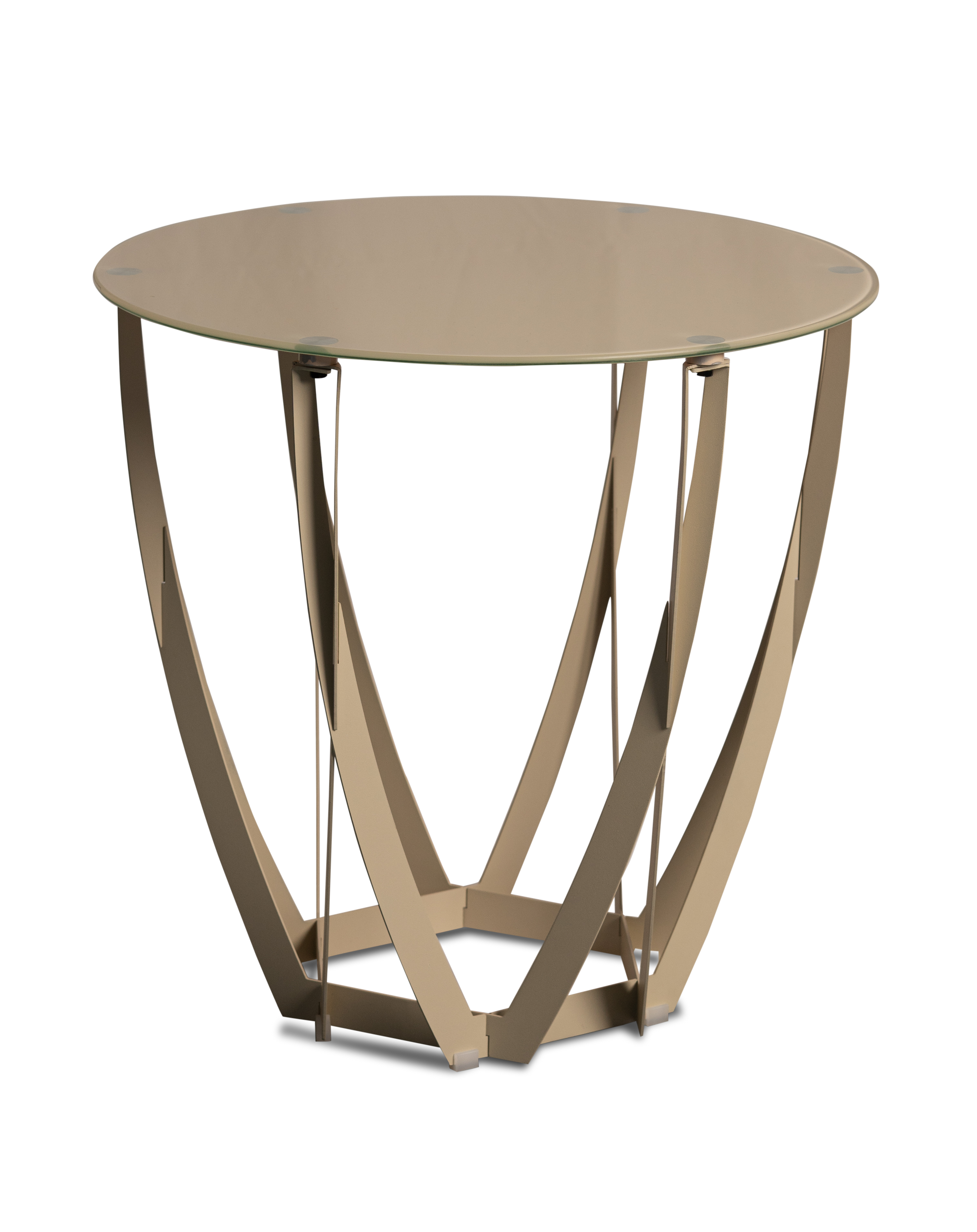 Beistelltisch, rund, 50 cm, Glas cremeweiß - Marinus