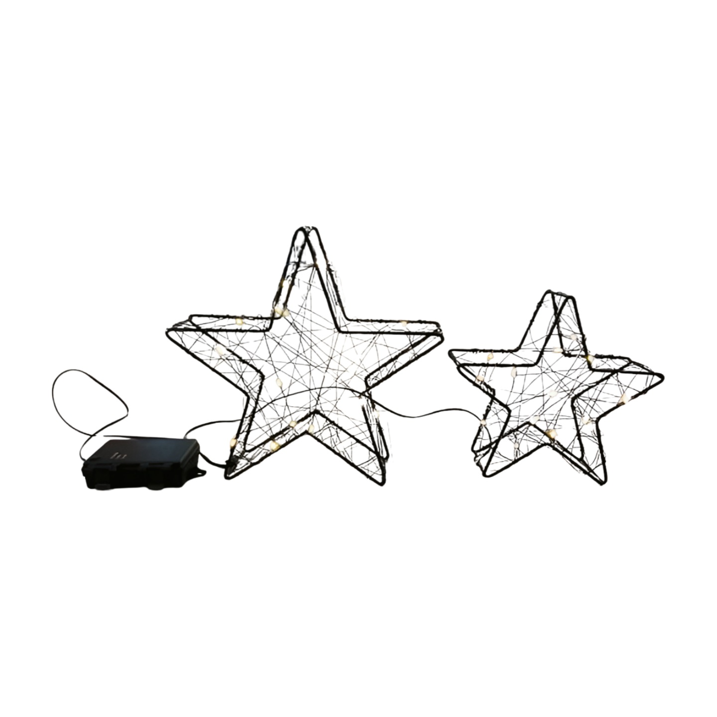 LED-Metallstern LED 2er Set, Ø 15,5 & 20,5 cm - mit Timer, Batteriebet. (ohne Batt.)