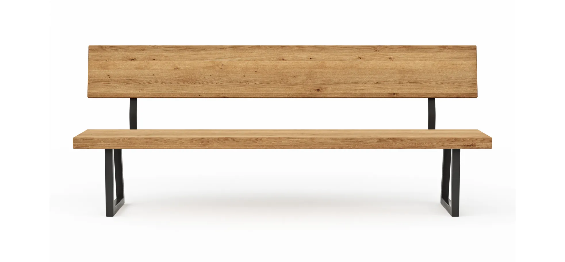 Holzbank Clifton - mit Rückenlehne, Breite ca. 220cm, Zerreiche massiv, natur